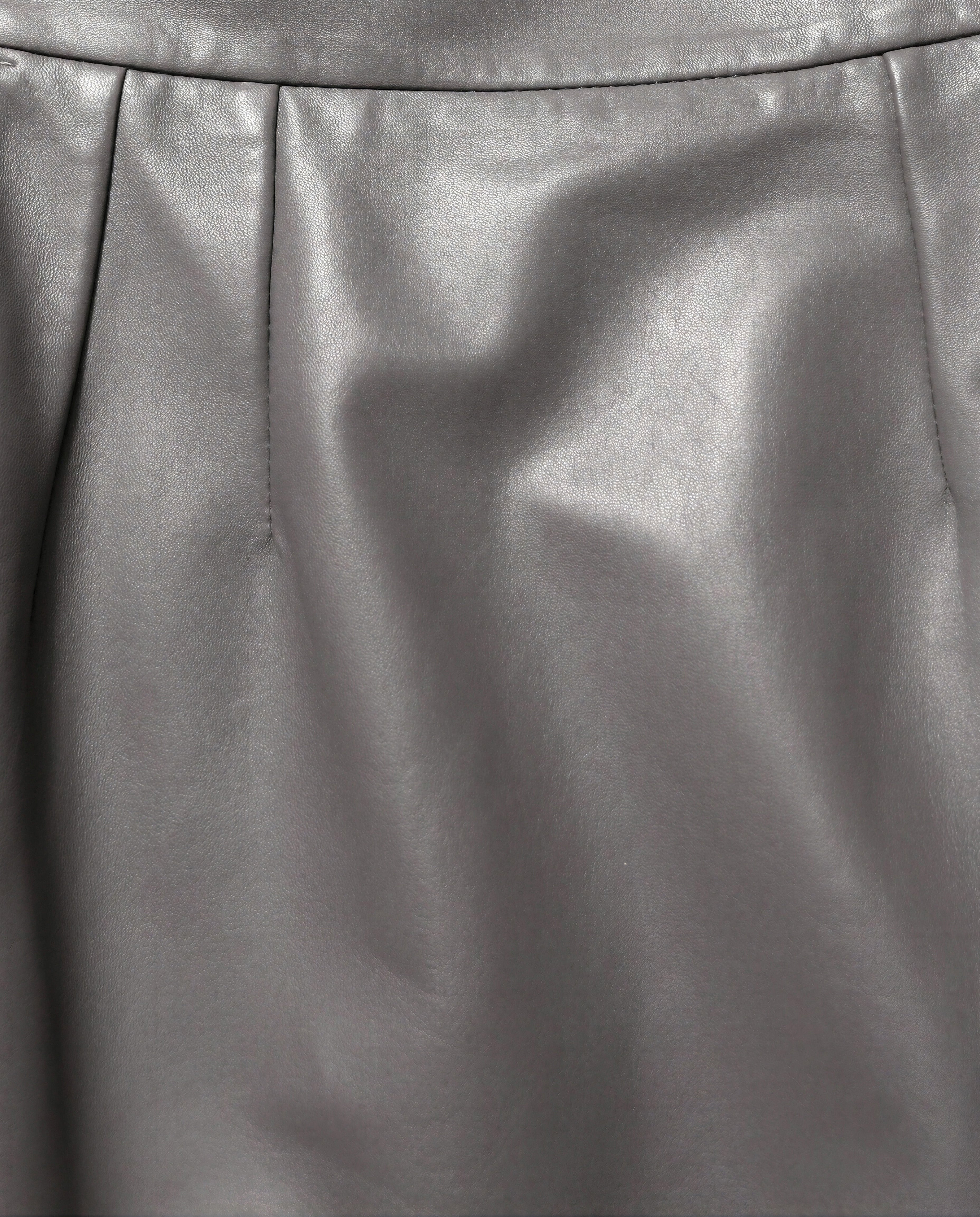Dolce & Gabbana Taupe Leather Pencil Midi Skirt detail view