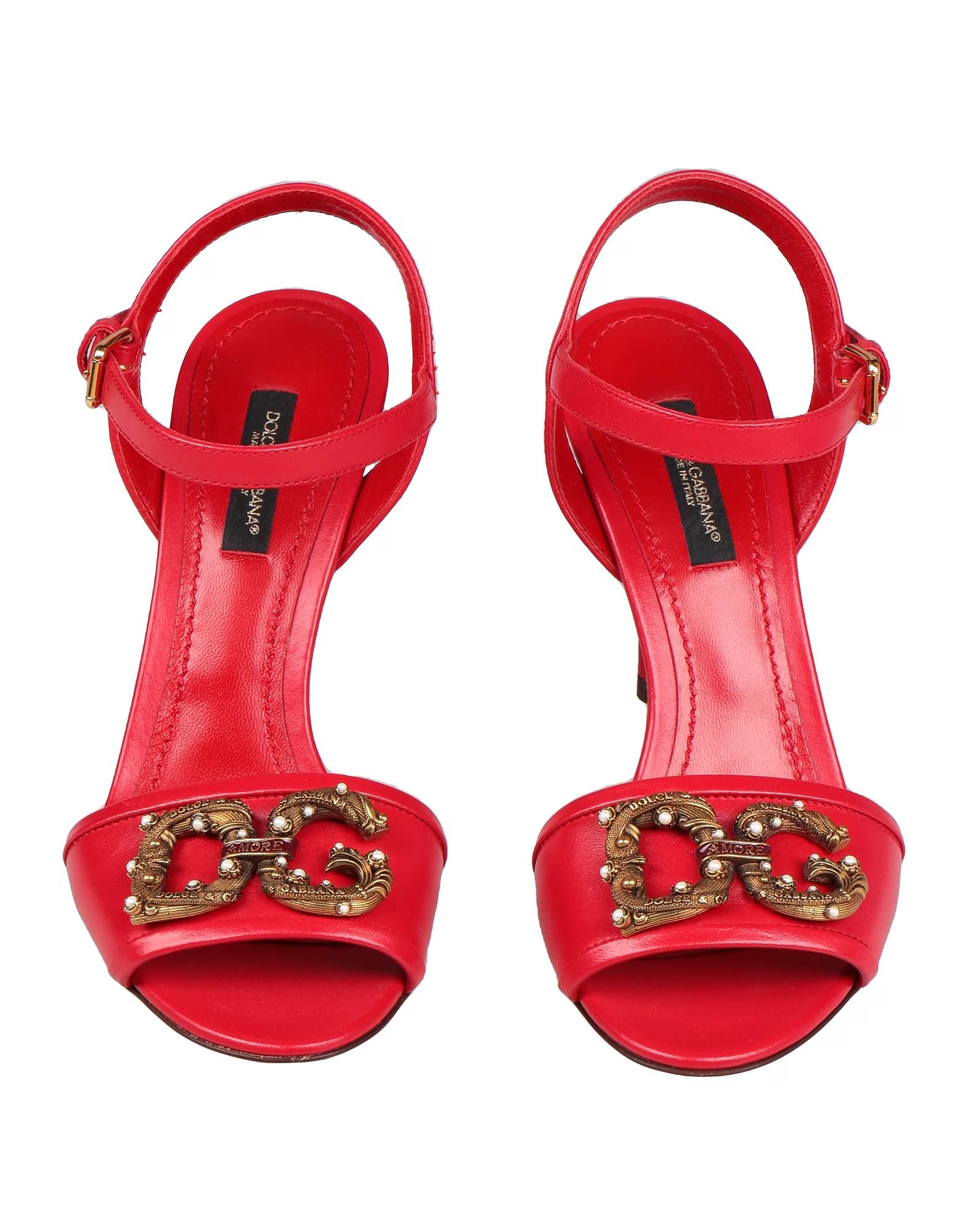 Sandali in pelle con logo DG Amore