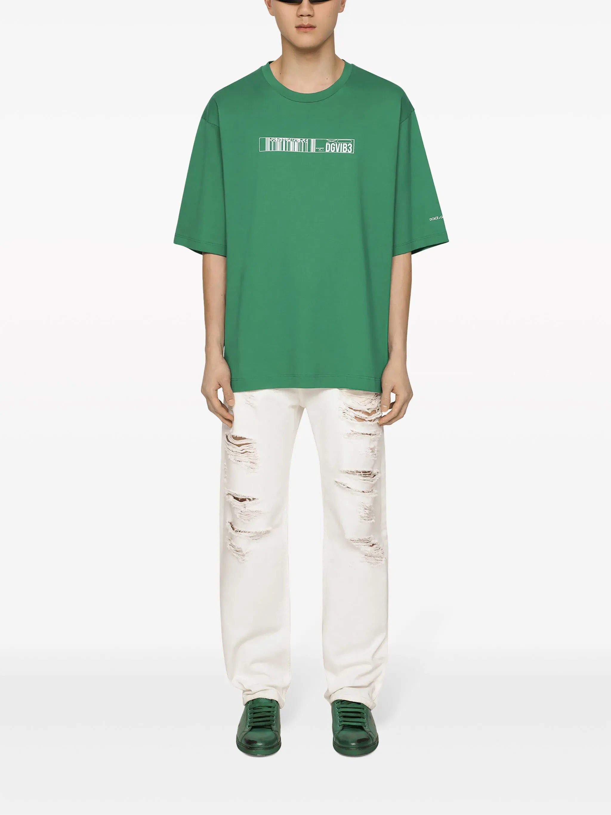 Dolce & Gabbana Barcode-Print Cotton T-Shirt - alternate view