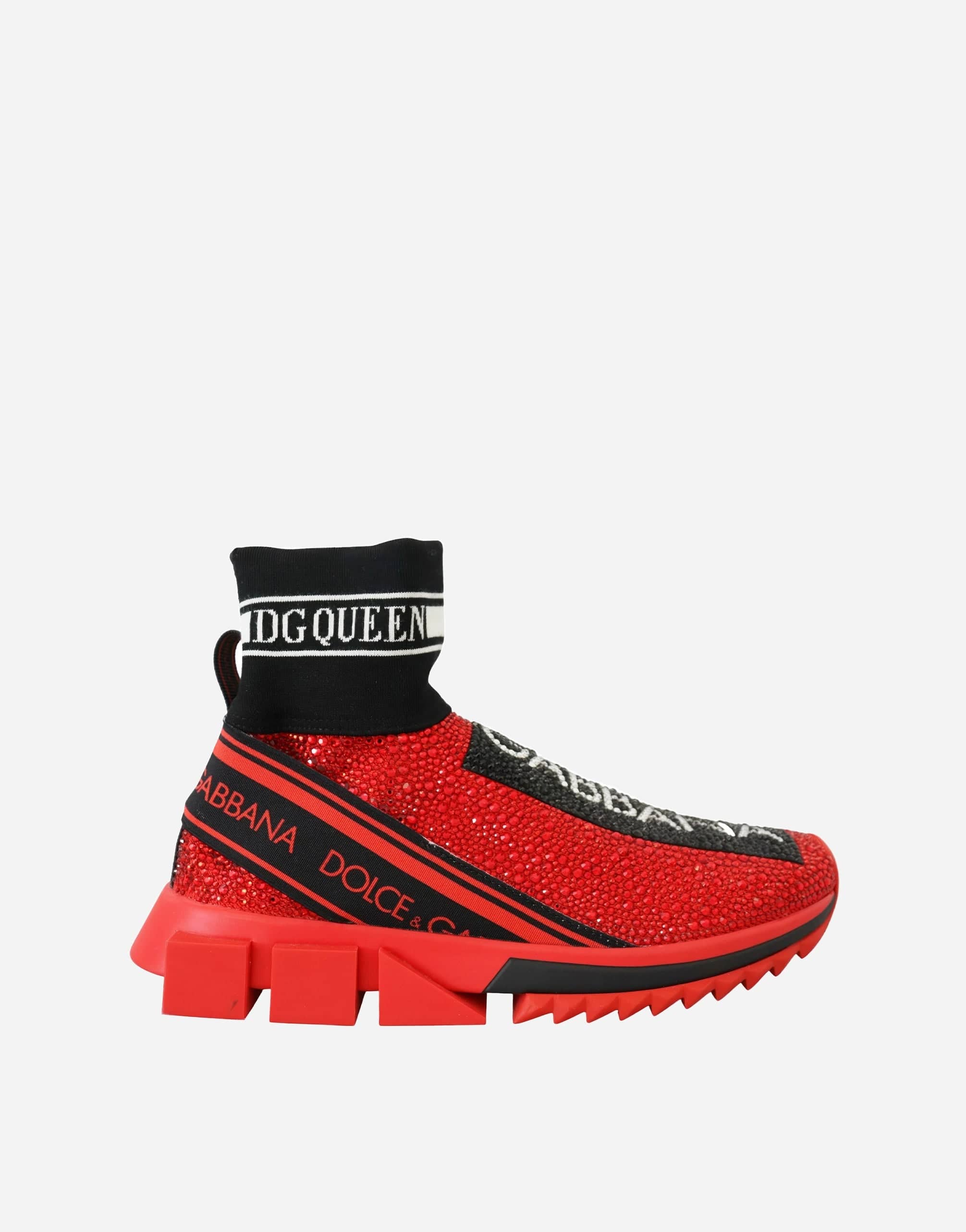 Dolce & Gabbana Red Bling Sorrento Sneakers Socks Shoes