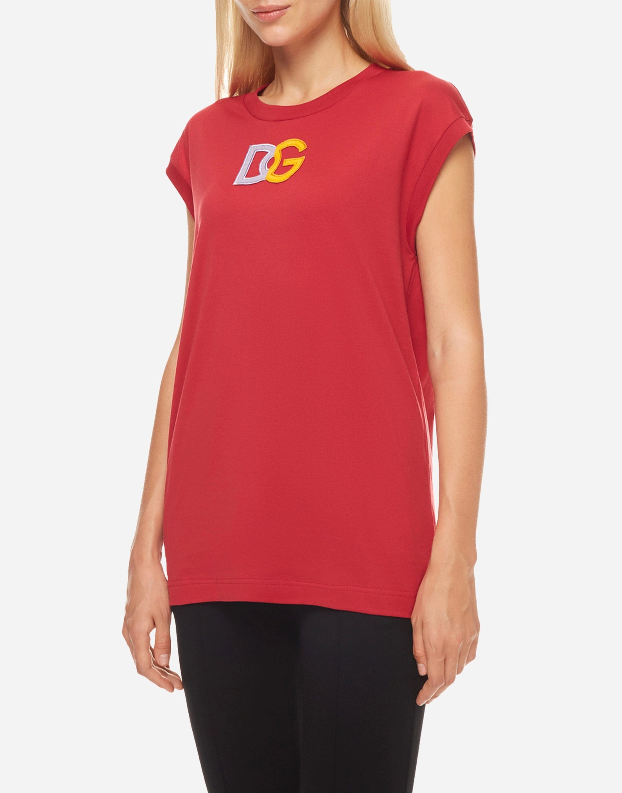 Dolce & Gabbana Red Cotton DG Logo Tank Top T-shirt