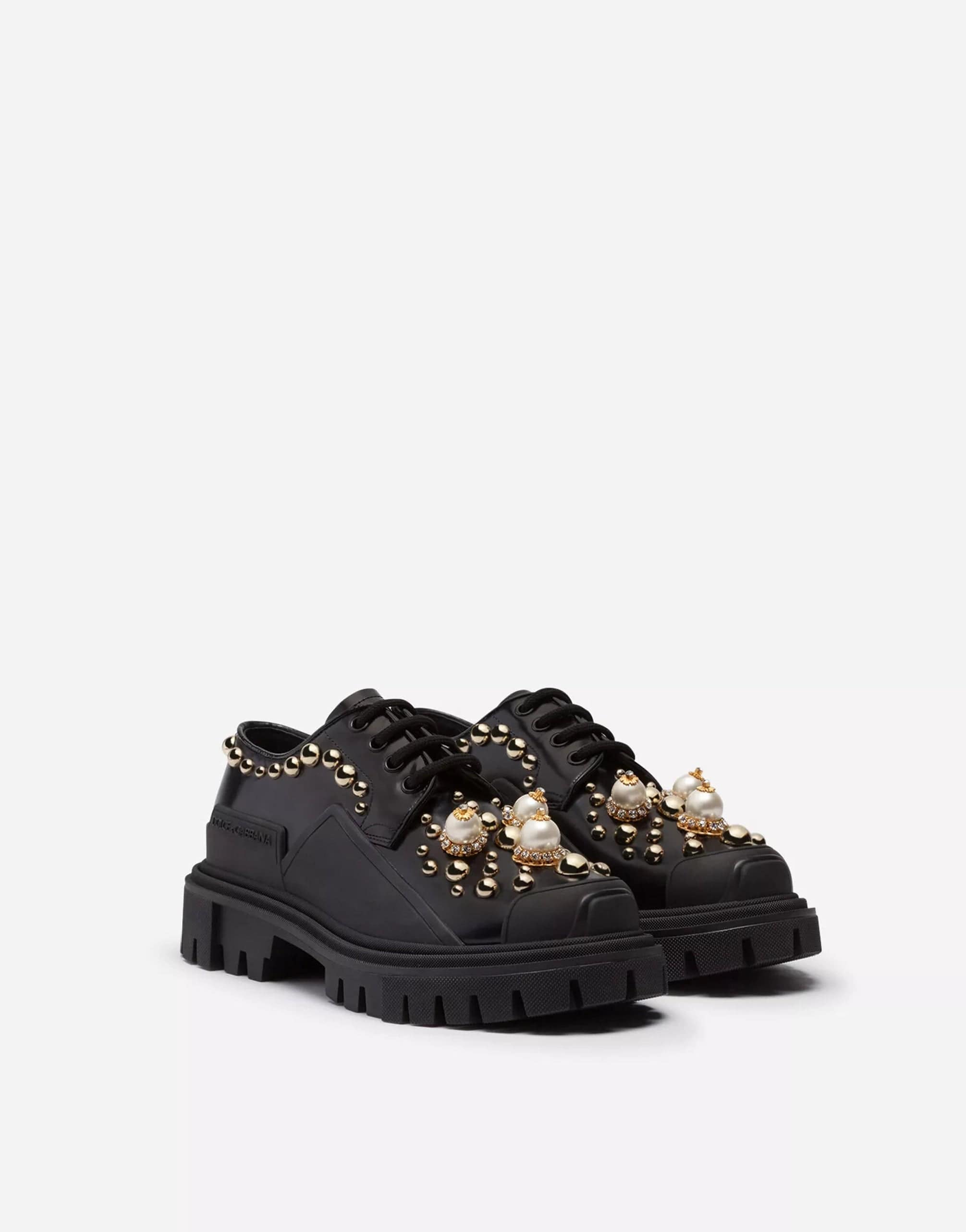 Dolce & Gabbana Pearled And Studded Trekking Derby Shoes