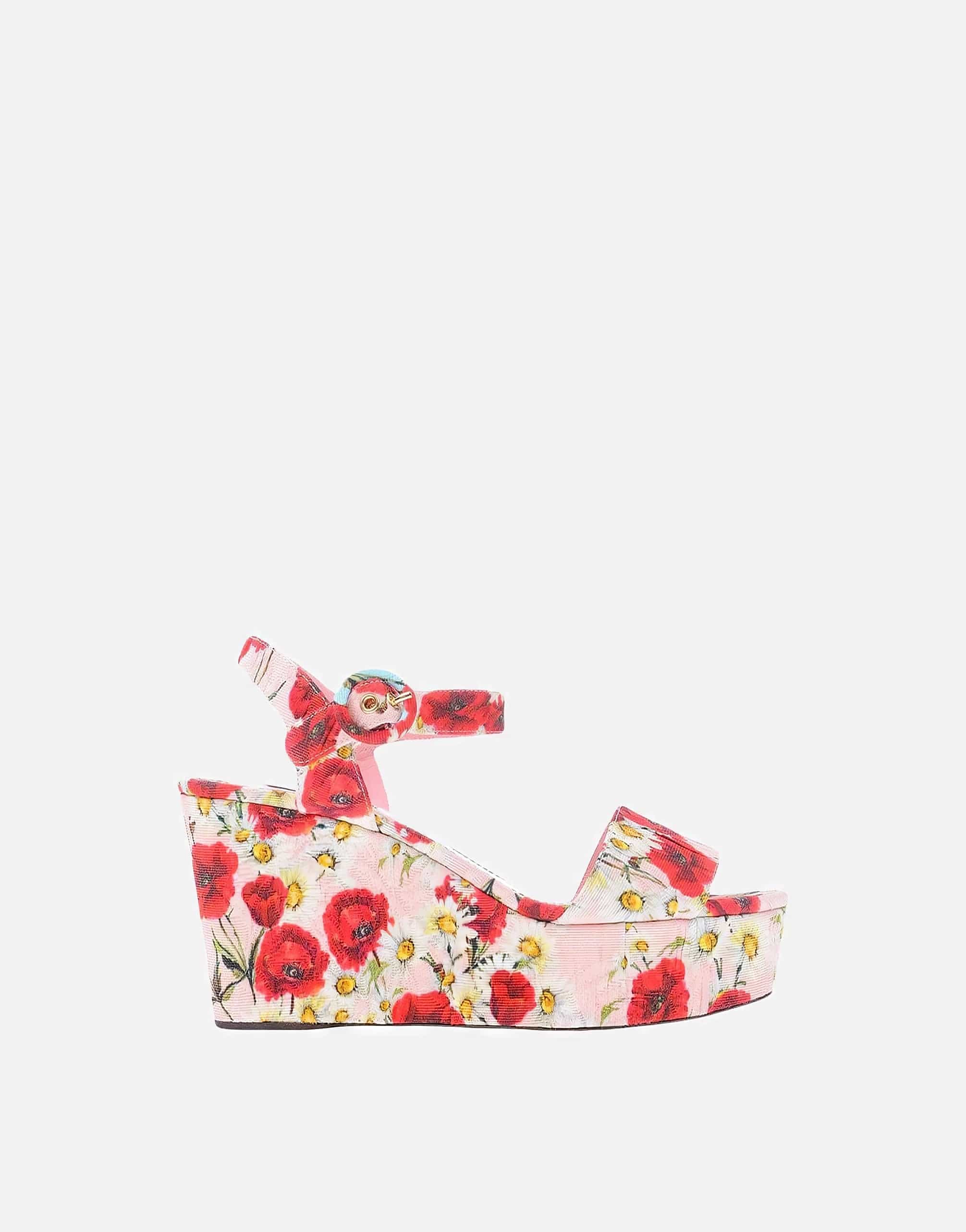 Dolce & Gabbana Multicolor floral print Wedges Floral Ankle Strap Sandals