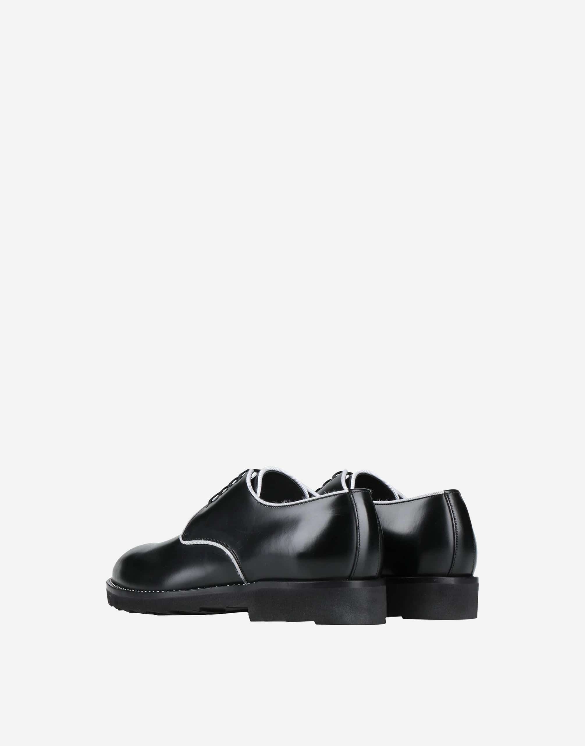 Dolce & Gabbana Black White Leather Formal Shoes