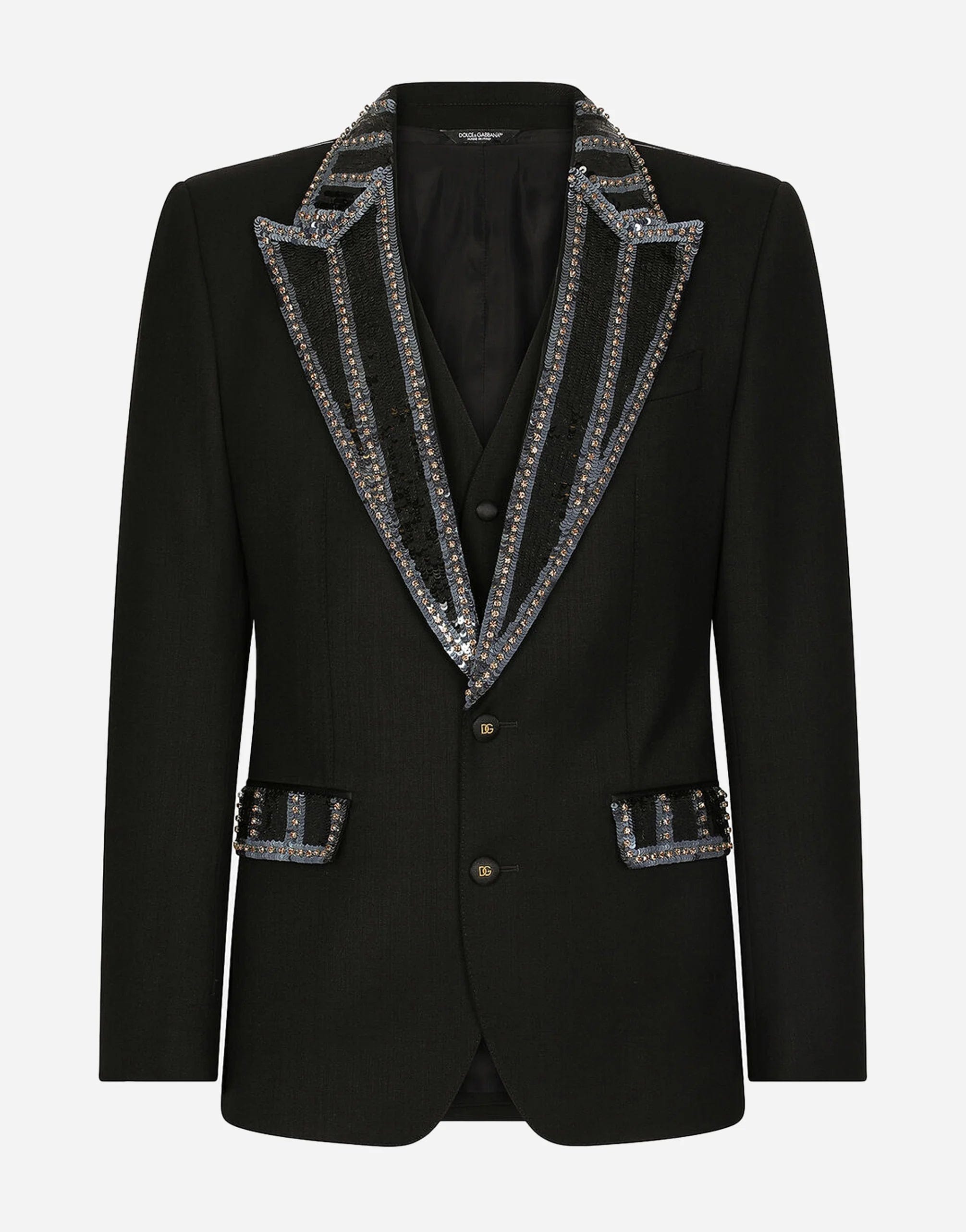 Dolce & Gabbana Rhinestone Embellished Two-Piece Stretch Sicilia-Fit Suit