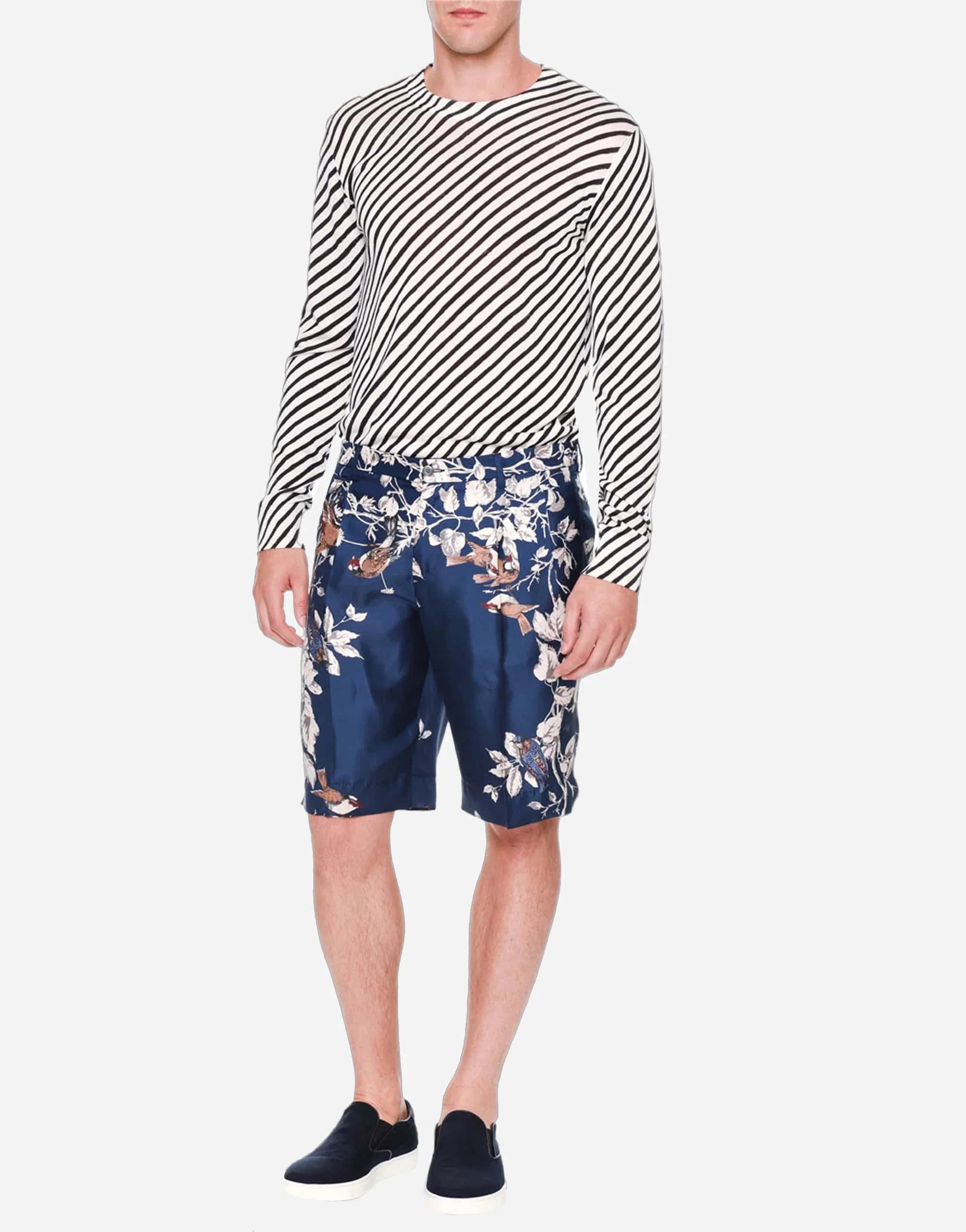 Dolce & Gabbana Bird-Print Silk Bermuda Shorts