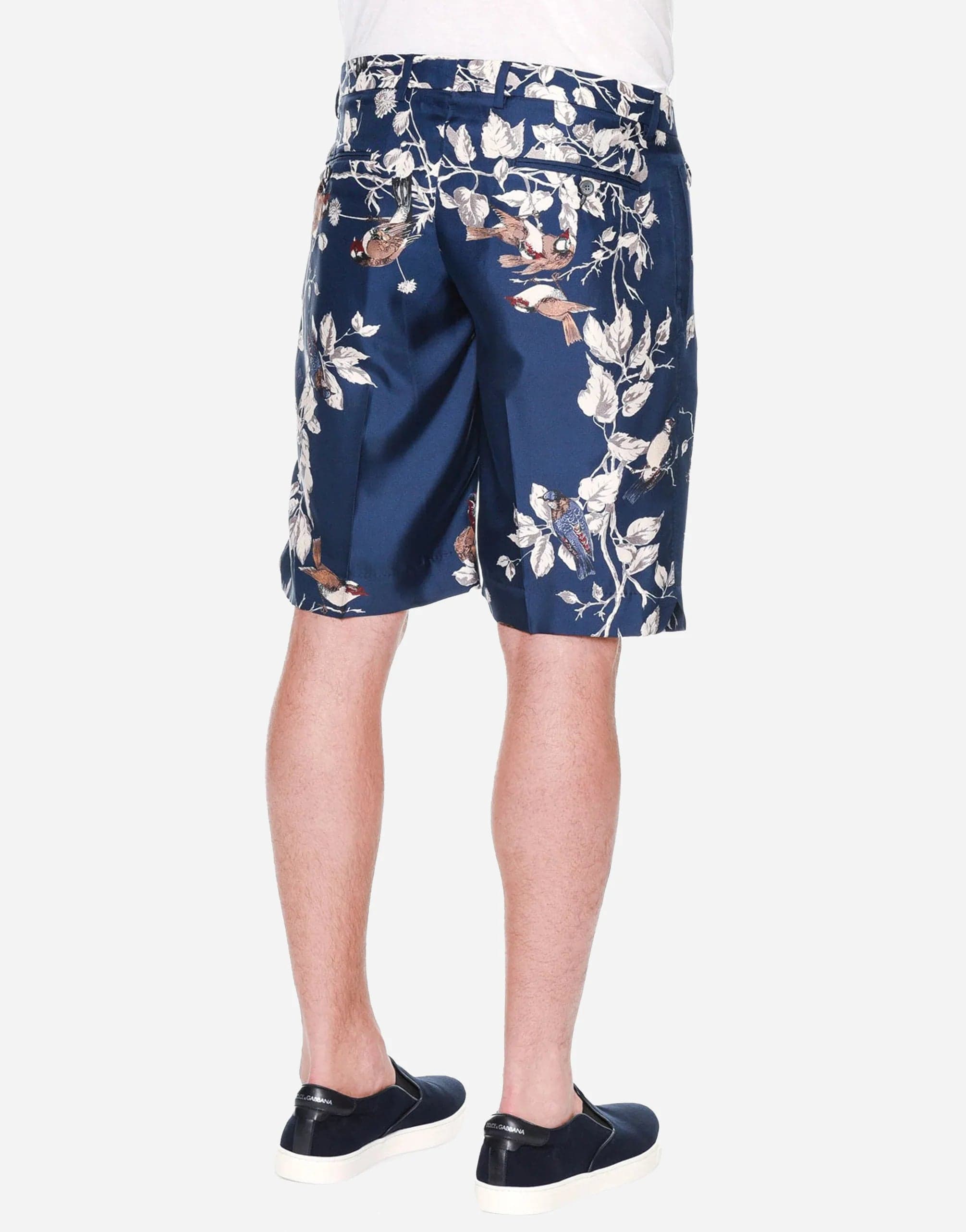 Dolce & Gabbana Bird-Print Silk Bermuda Shorts
