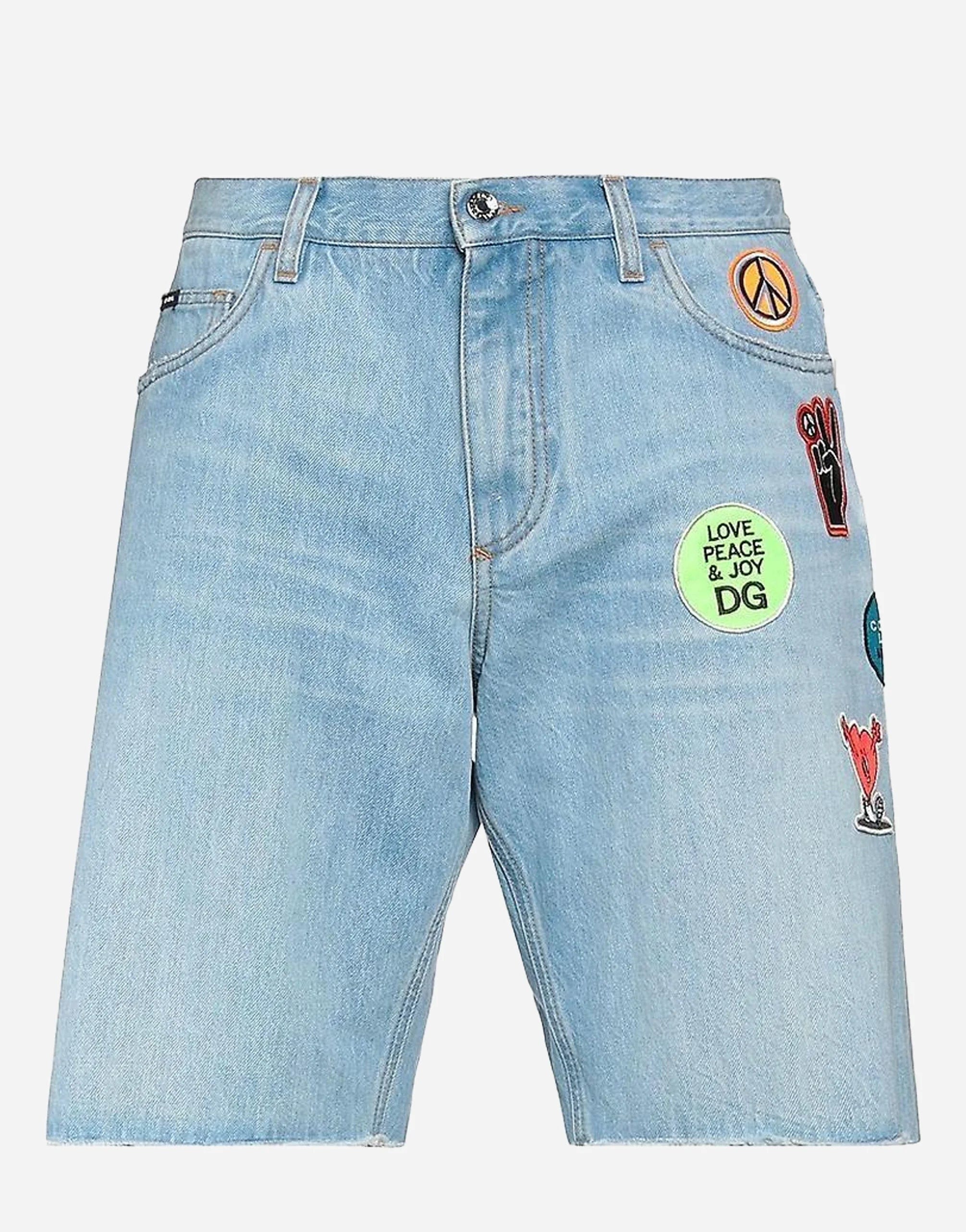 Dolce & Gabbana Logo-Patch Denim Shorts