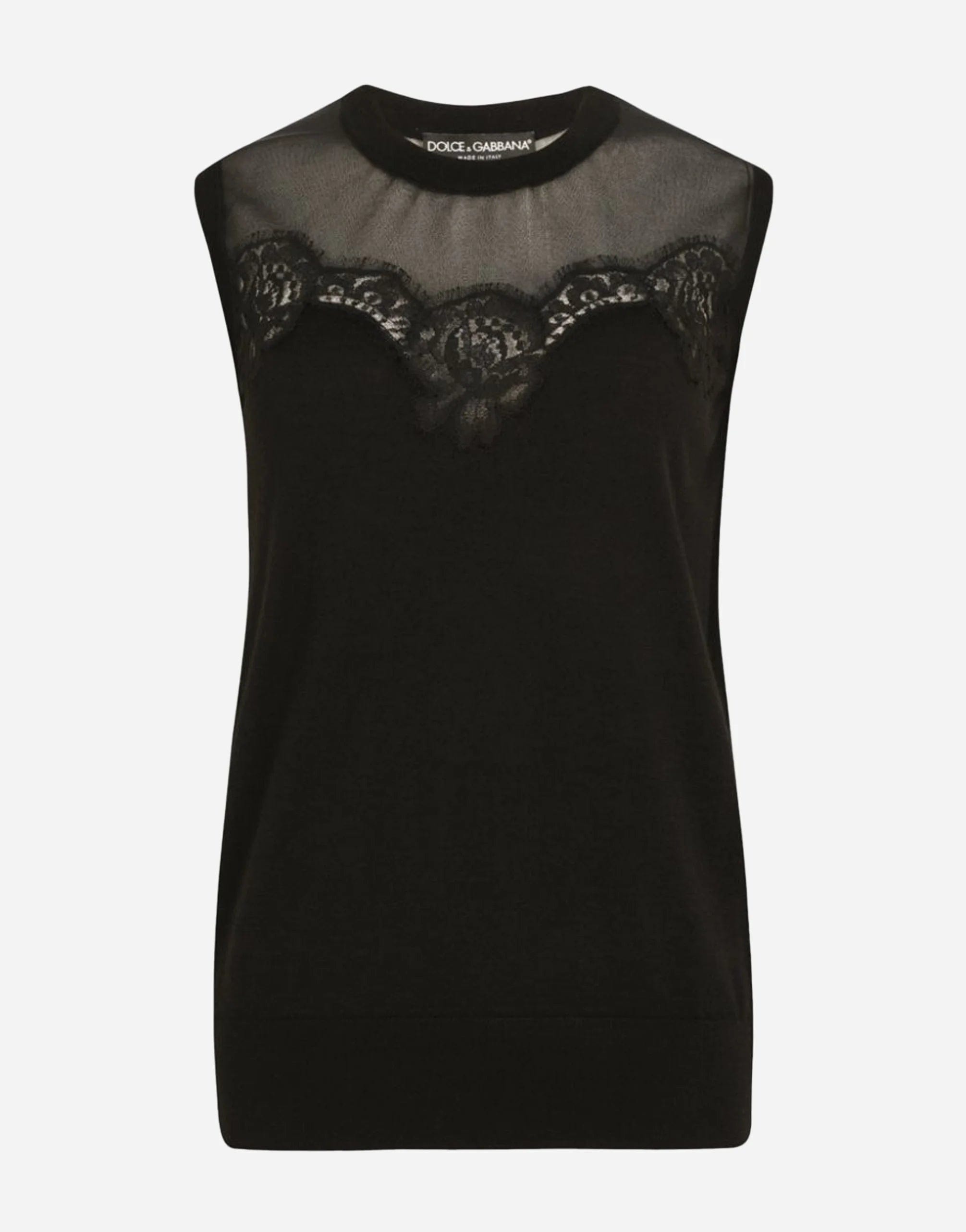 Dolce & Gabbana Lace-Embroidered Sleeveless Top