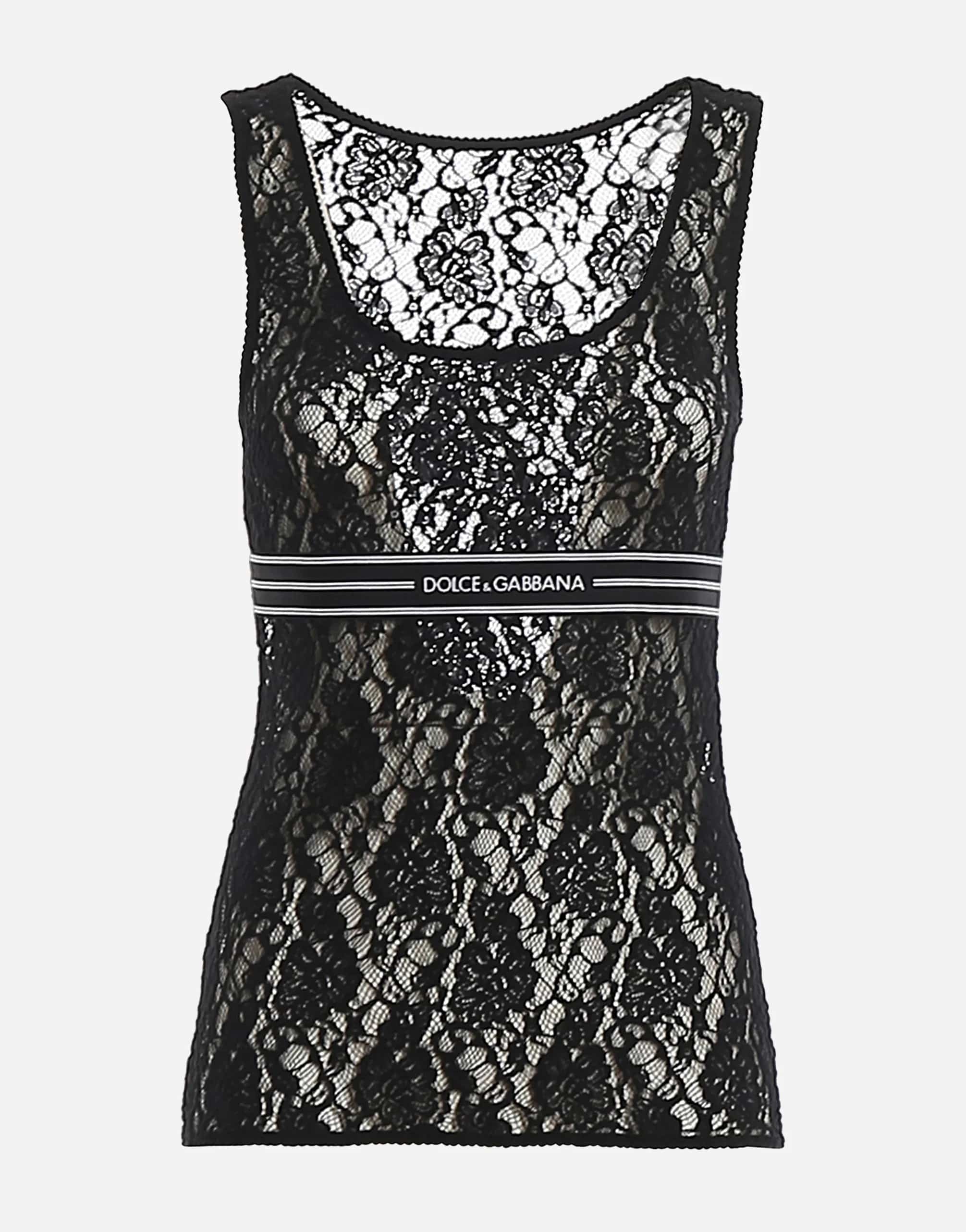 Dolce & Gabbana Logo Elasticated Lace Tank Top
