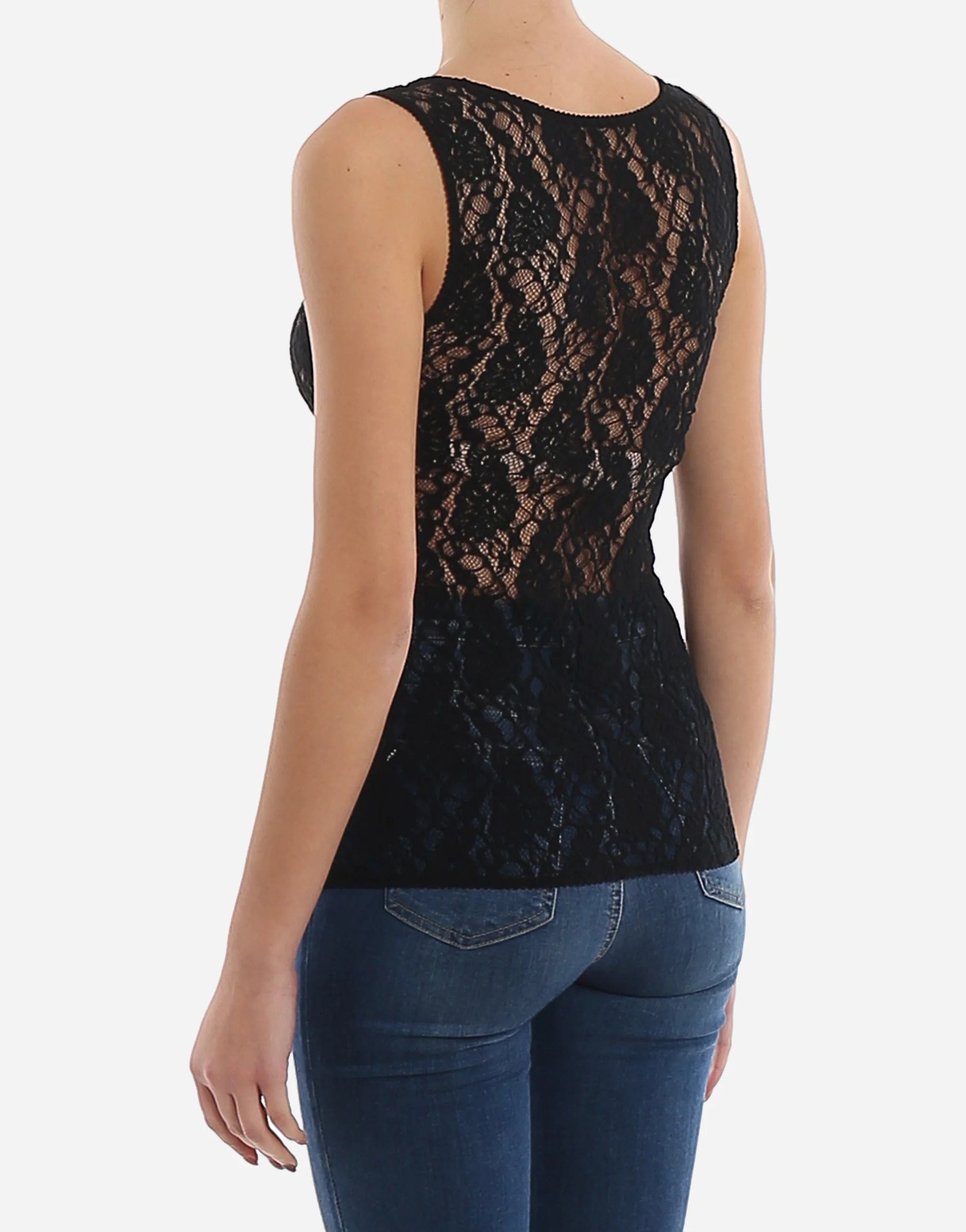 Dolce & Gabbana Logo Elasticated Lace Tank Top