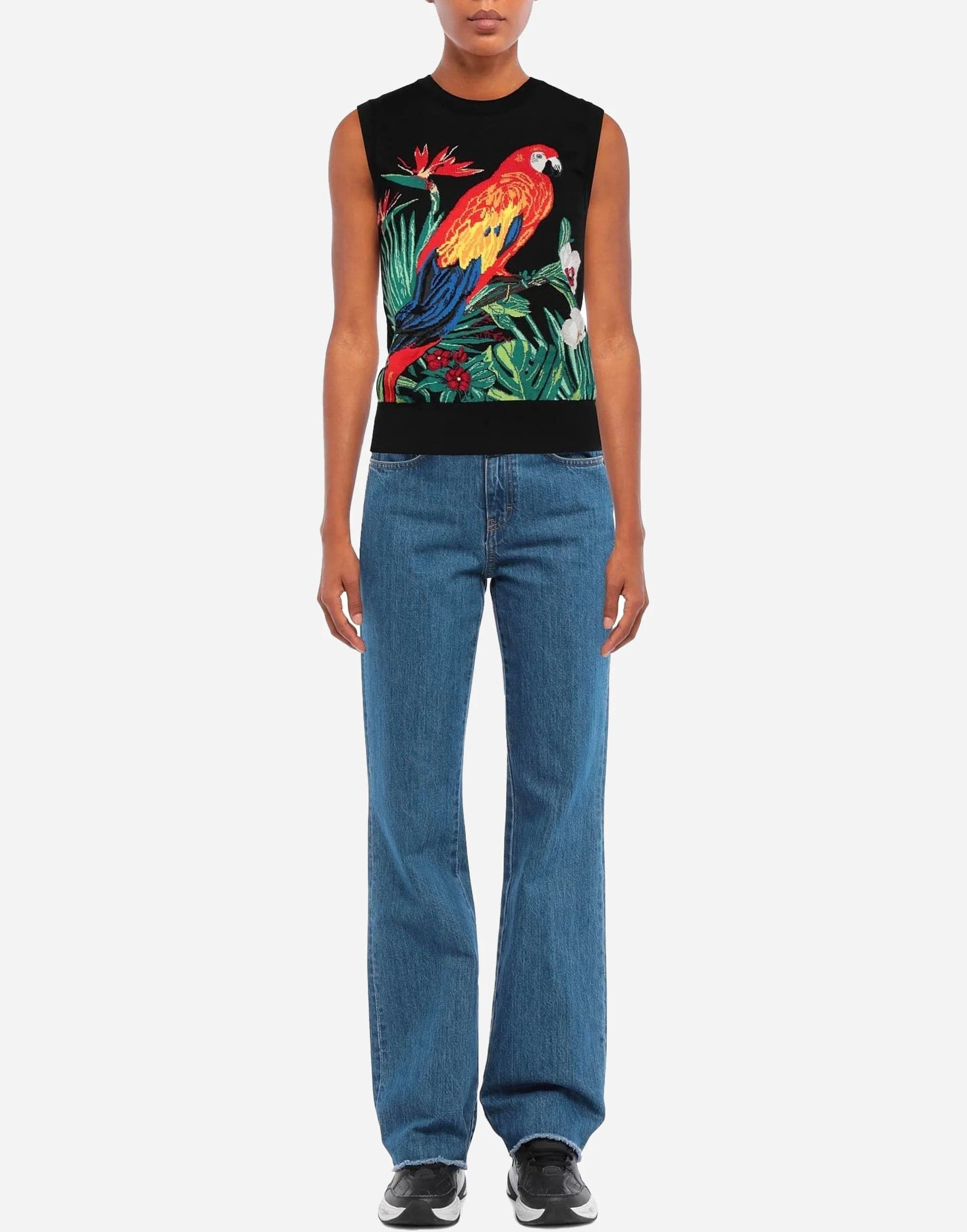 Dolce & Gabbana Parrot Print Sleeveless Sweater