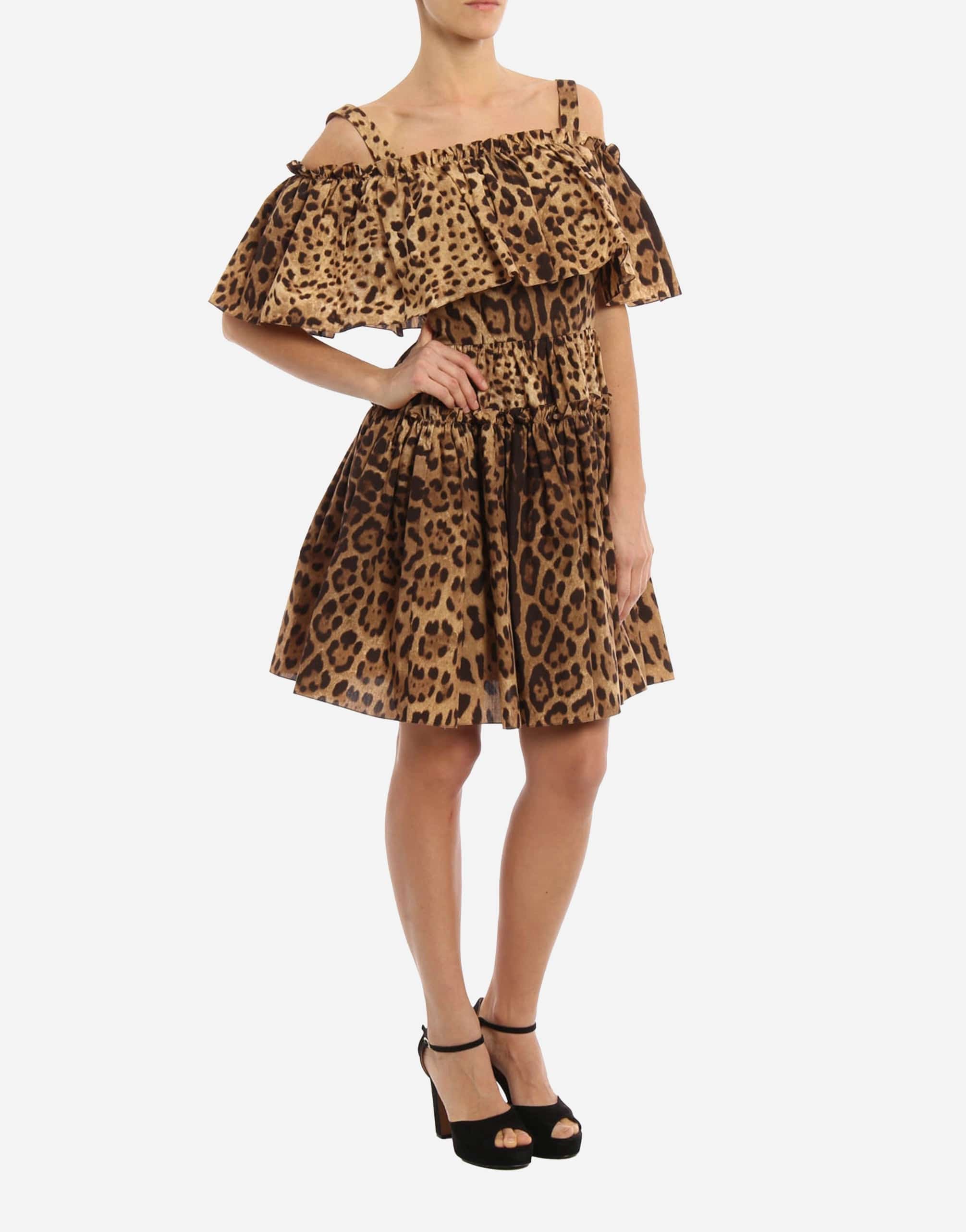 Dolce & Gabbana Dress In Printed Cotton In Leopard