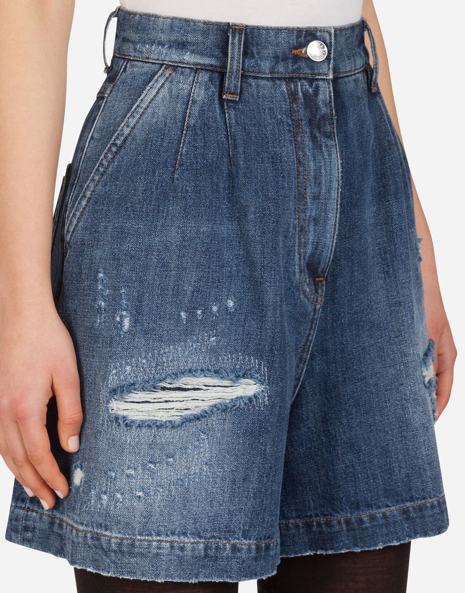 Dolce & Gabbana Denim Shorts With Rips