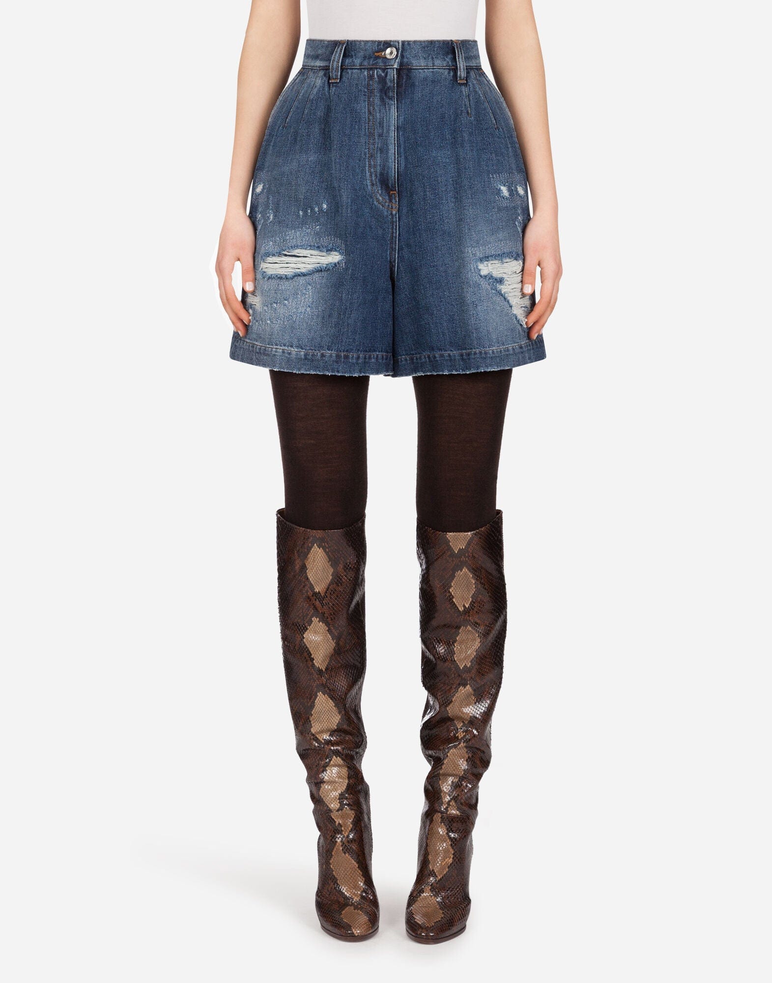 Dolce & Gabbana Denim Shorts With Rips