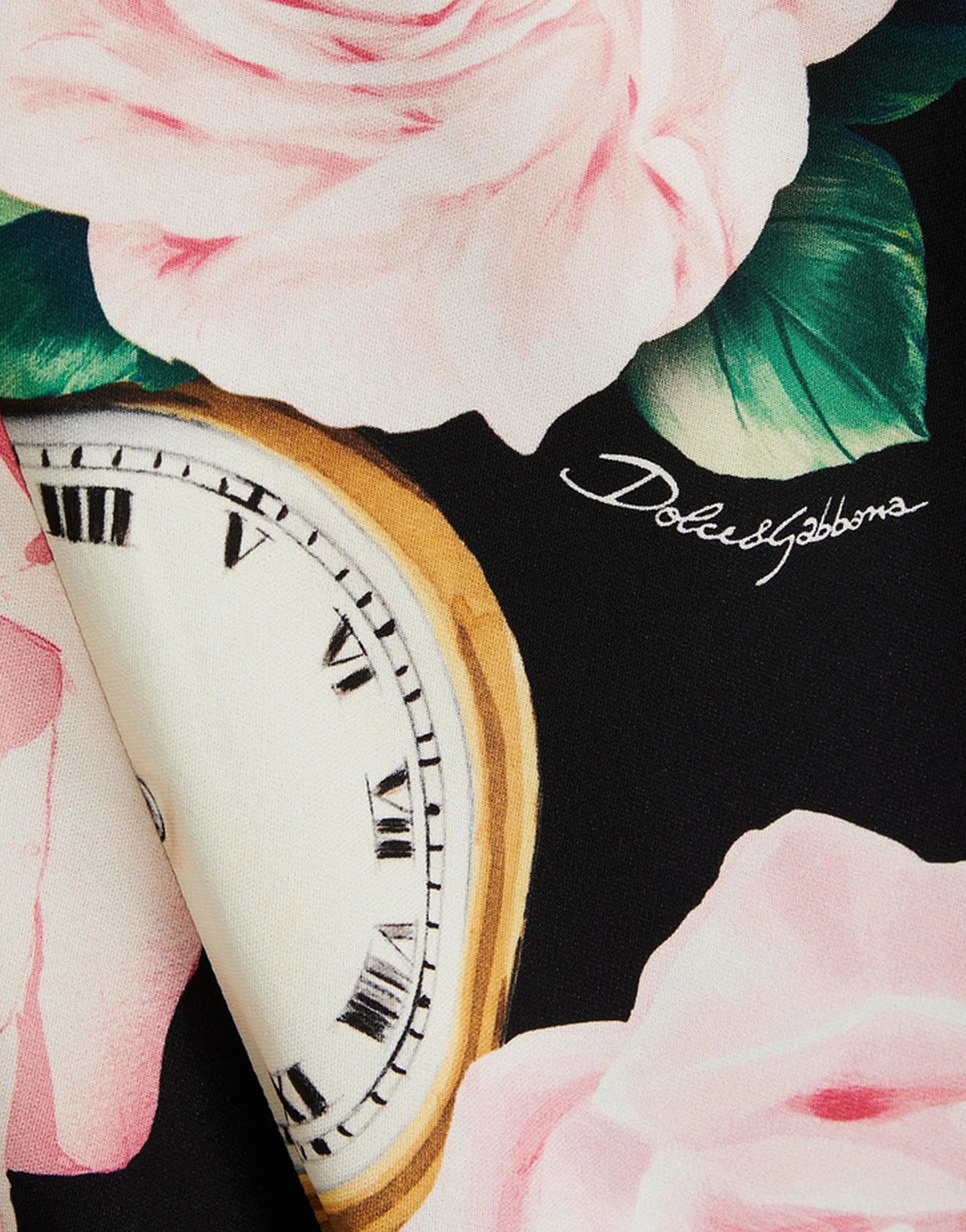 Dolce & Gabbana Lace-Trimmed Printed Silk-Blend Crepe Mini Dress