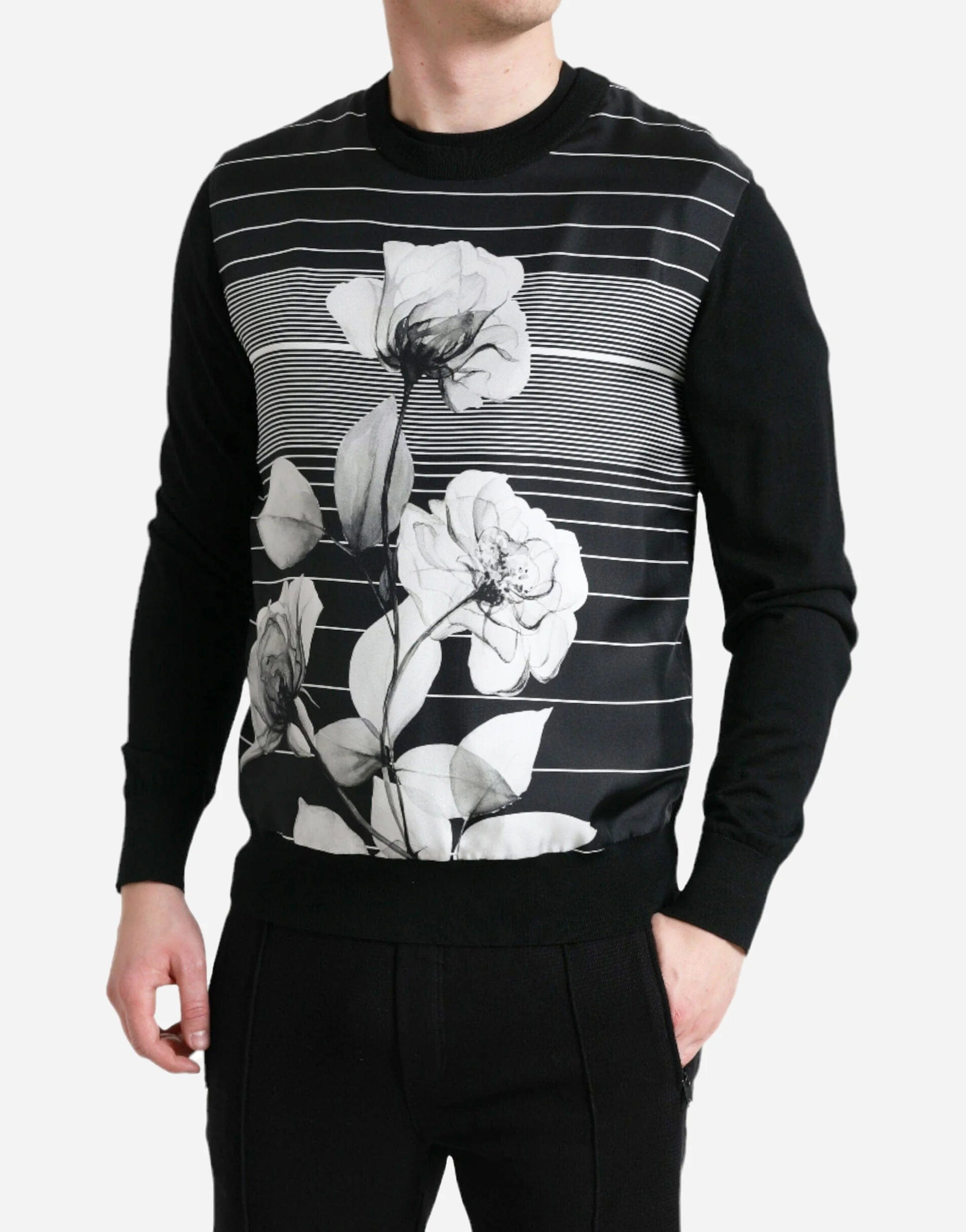 Floral Print Crewneck Sweater