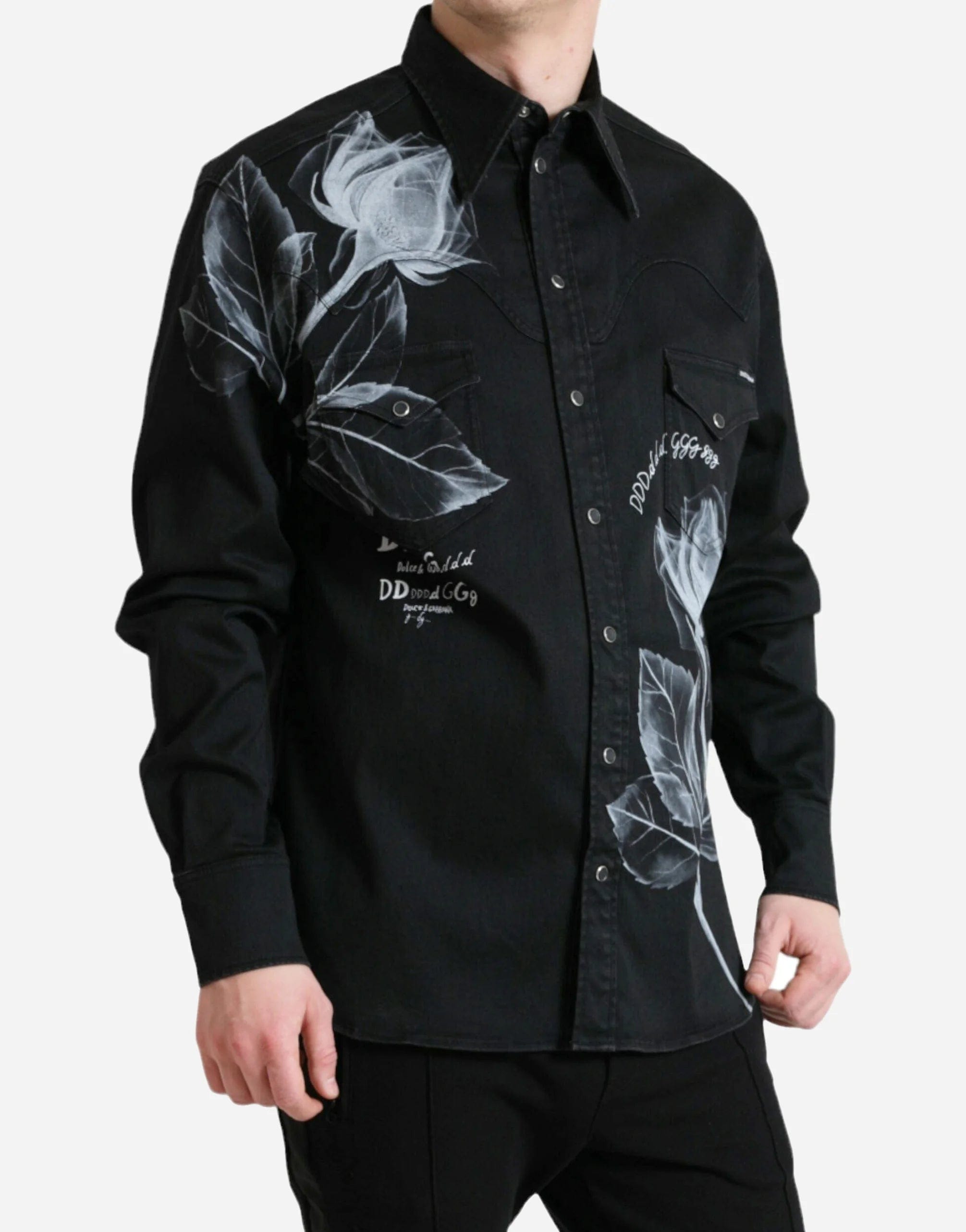 Dolce & Gabbana DG Floral-Print Spread Collar Shirt