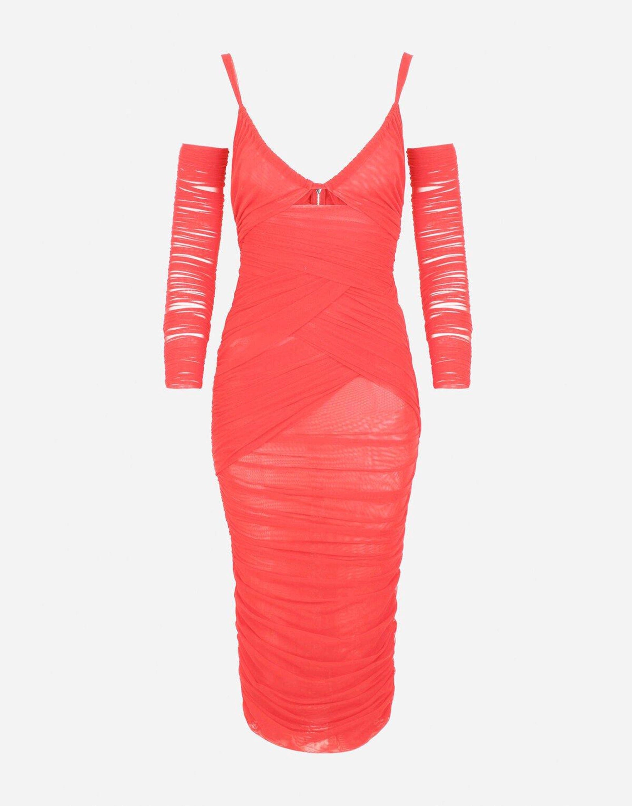 Dolce & Gabbana Tulle Calf-Length Dress With Draping