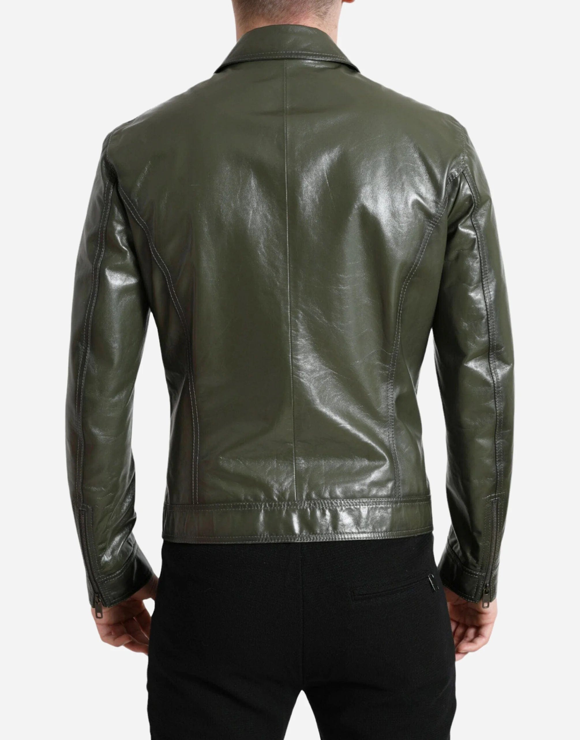 Dolce & Gabbana Logo Engraved Collared Biker Jacket