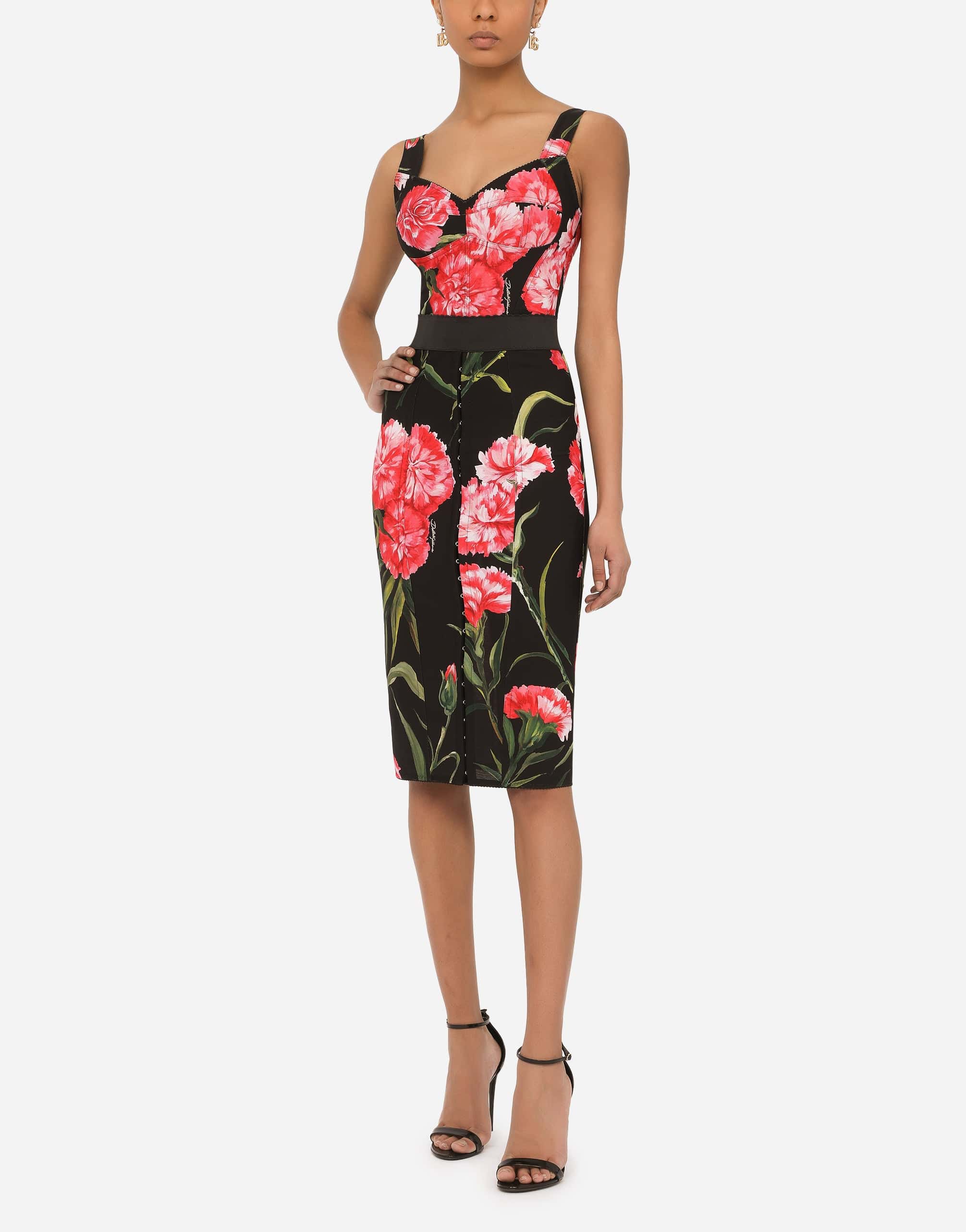 Dolce & Gabbana Marquisette Midi Skirt With Carnation Print