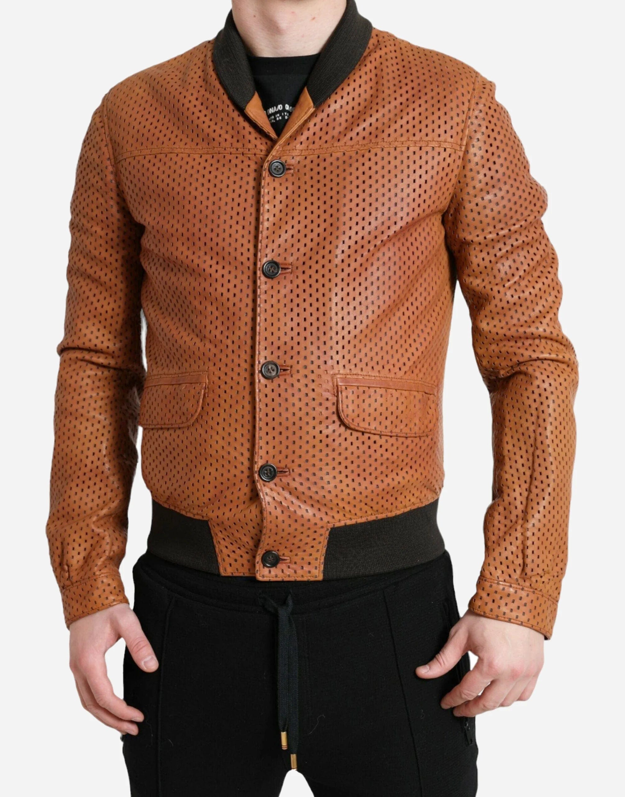 Dolce & Gabbana Perforated Leather Bomber Jacket
