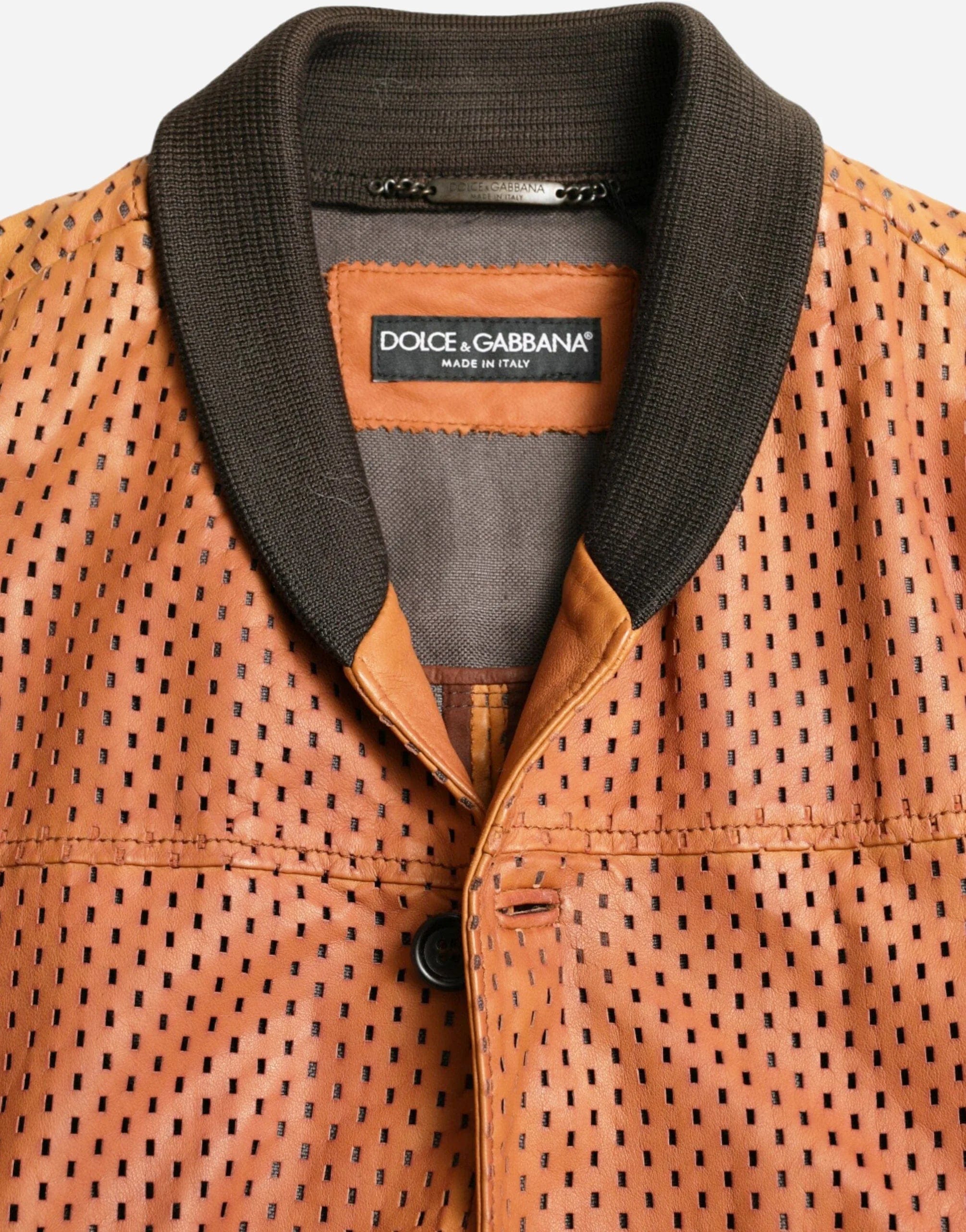 Dolce & Gabbana Perforated Leather Bomber Jacket
