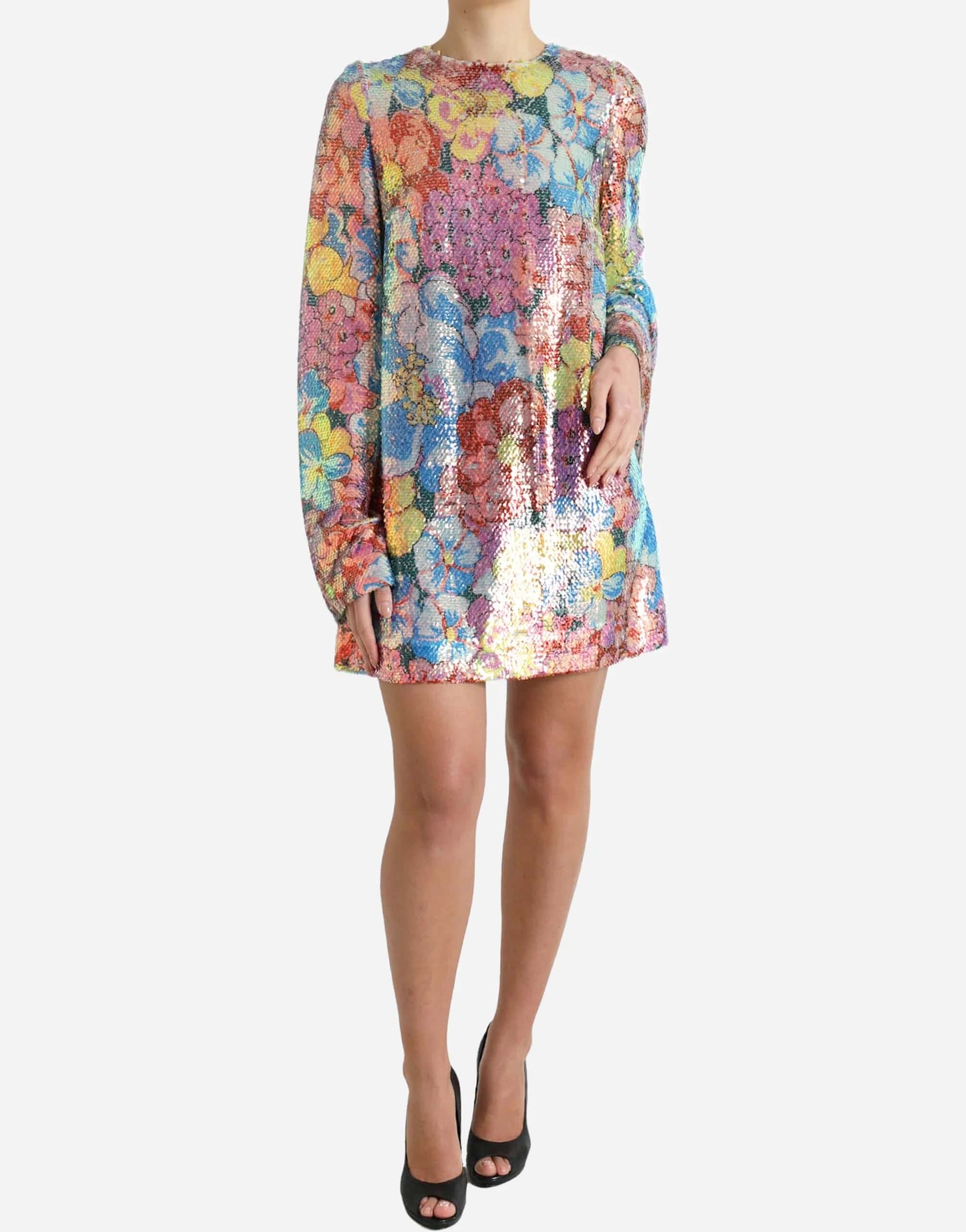 Dolce & Gabbana Floral Sequined Mini Dress