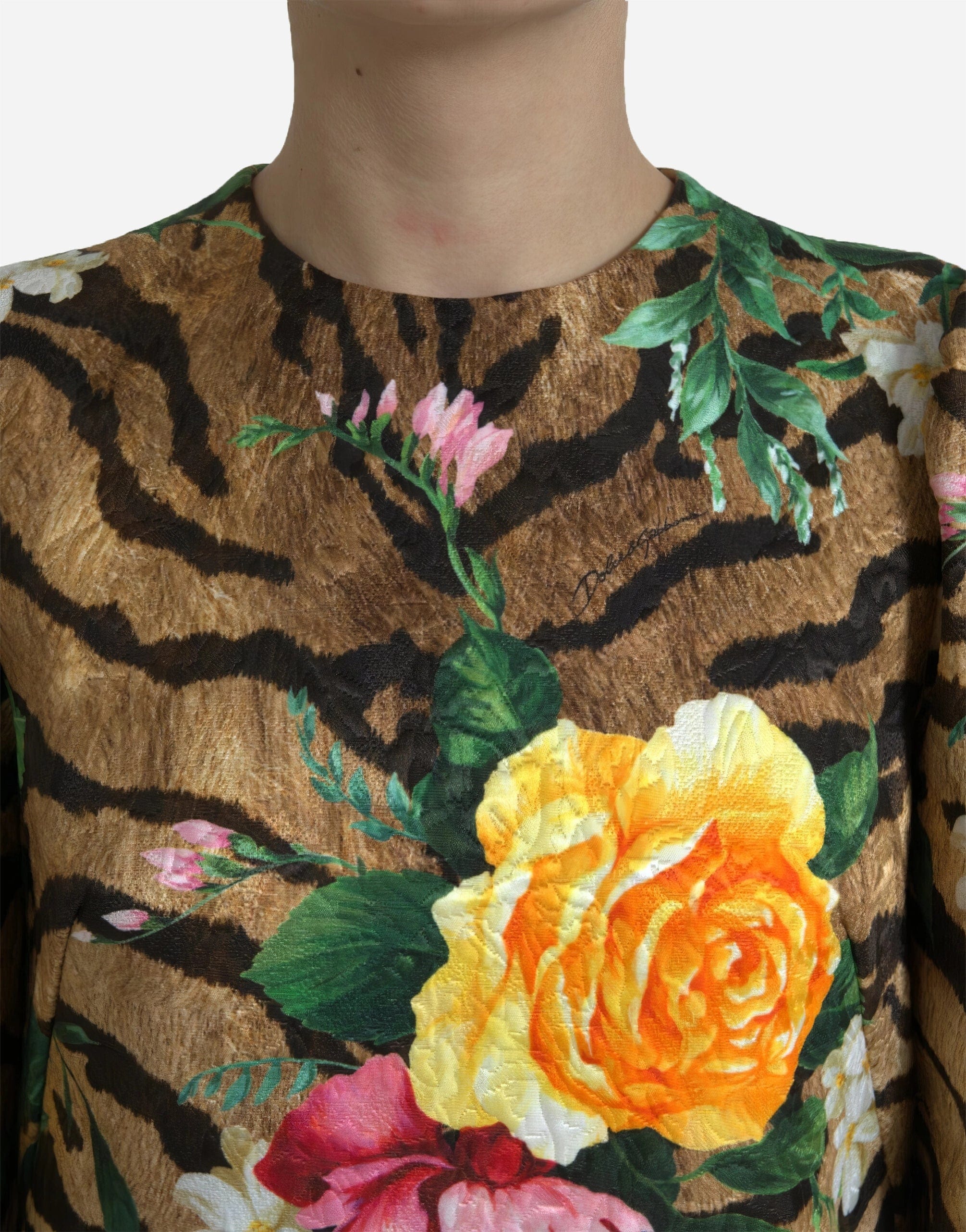 Dolce & Gabbana Tiger And Floral Print Mini Dress