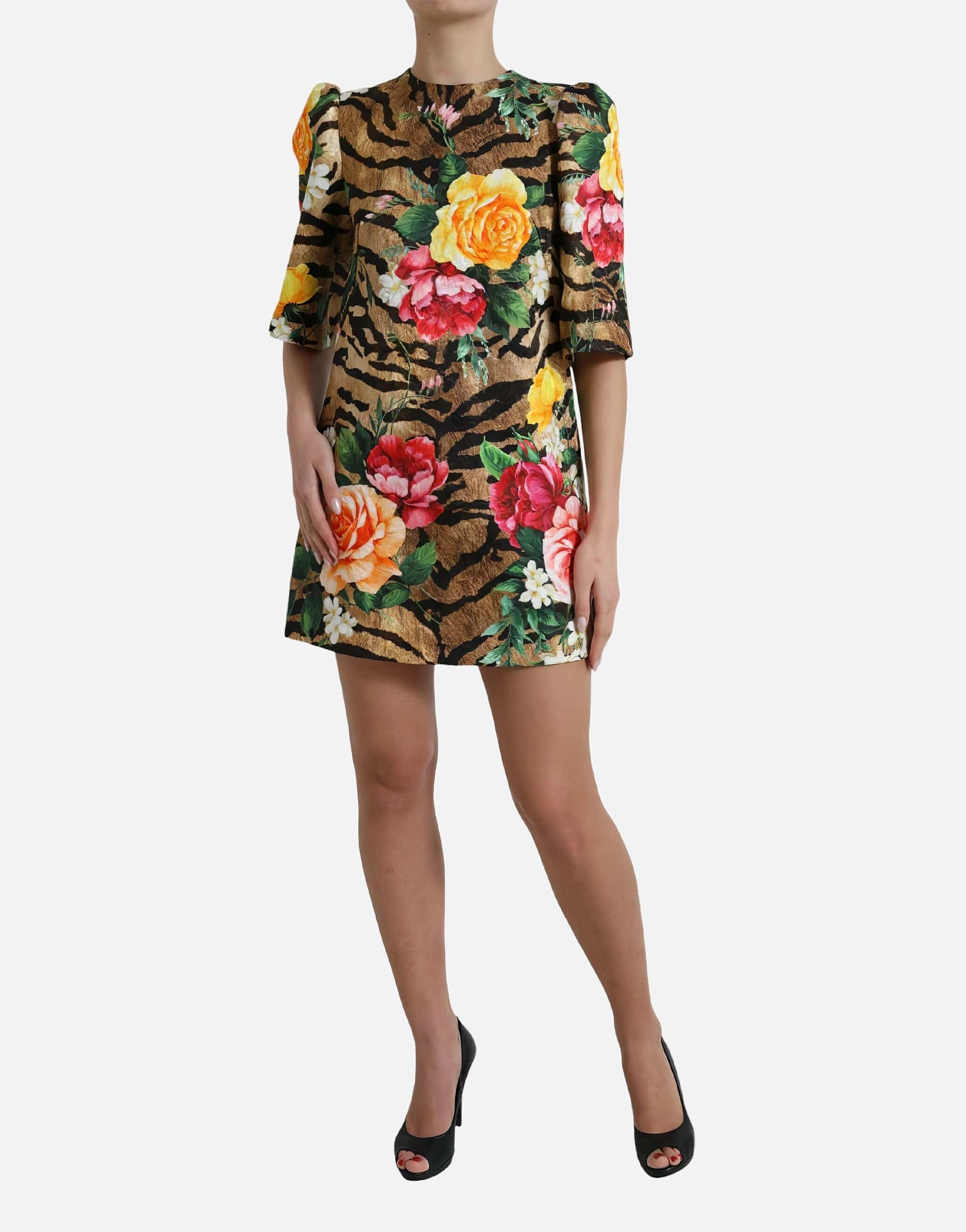 Dolce & Gabbana Tiger And Floral Print Mini Dress