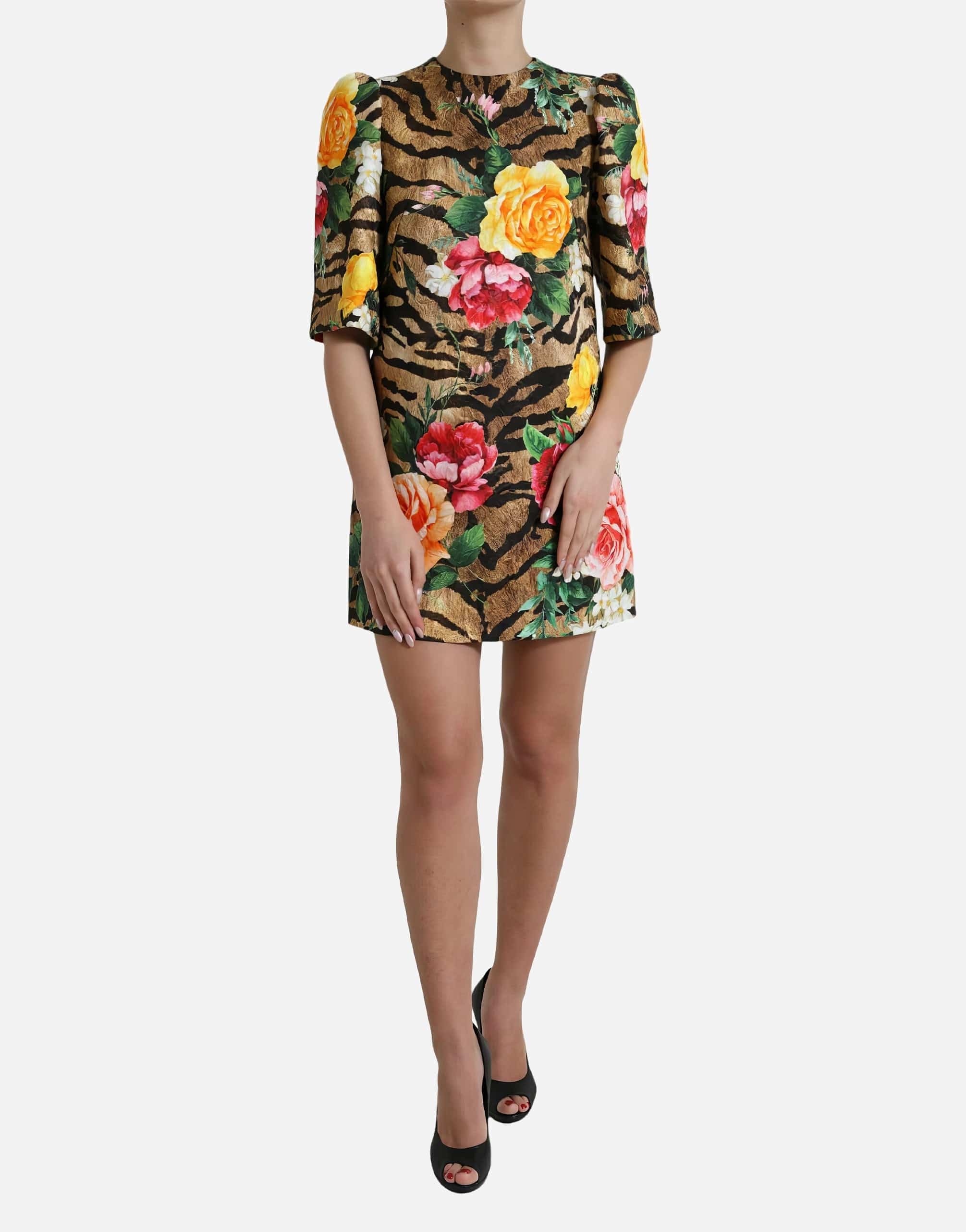 Dolce & Gabbana Tiger And Floral Print Mini Dress