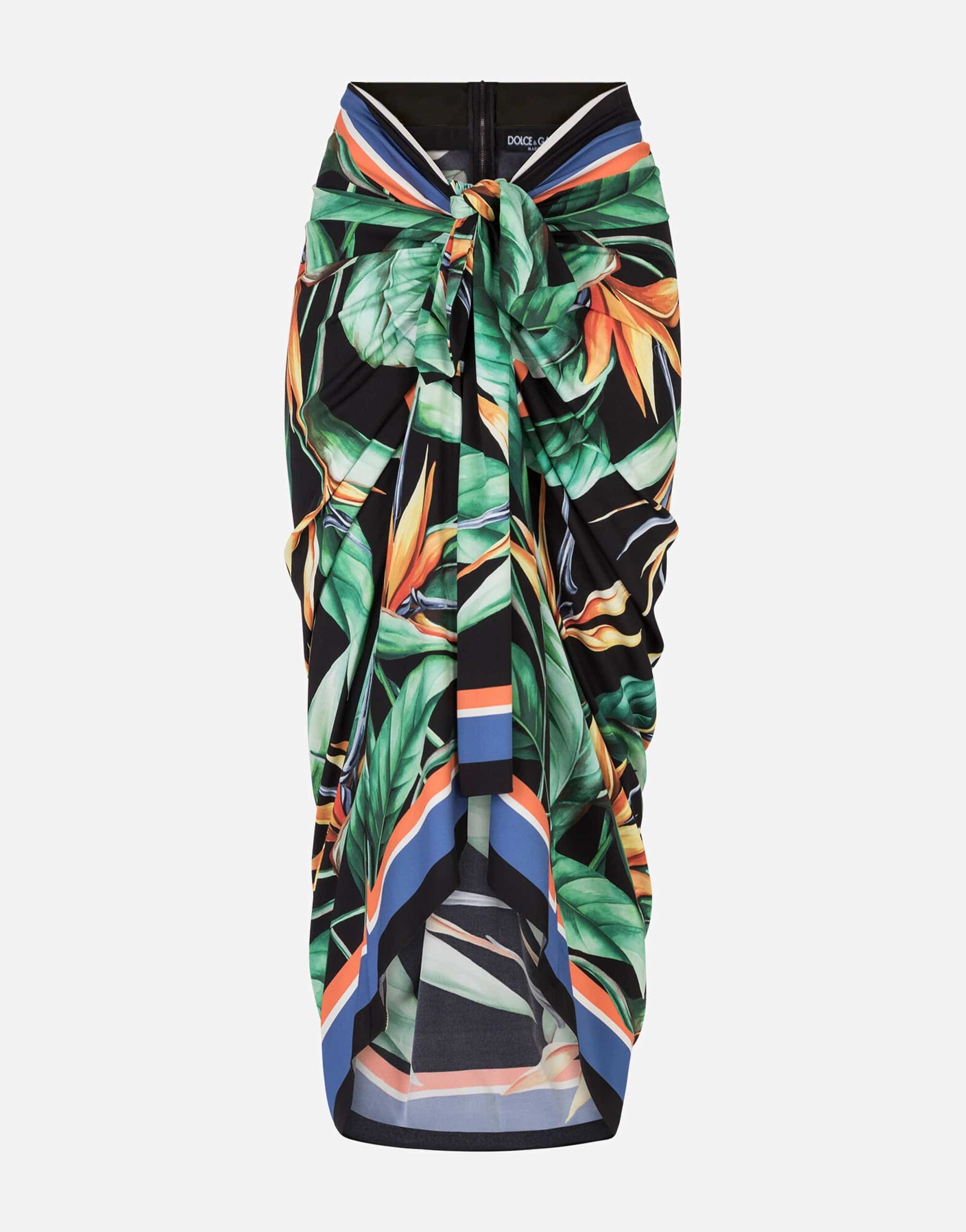 Dolce & Gabbana Longuette Wrap-Around Skirt In Charmeuse With Foulard Print