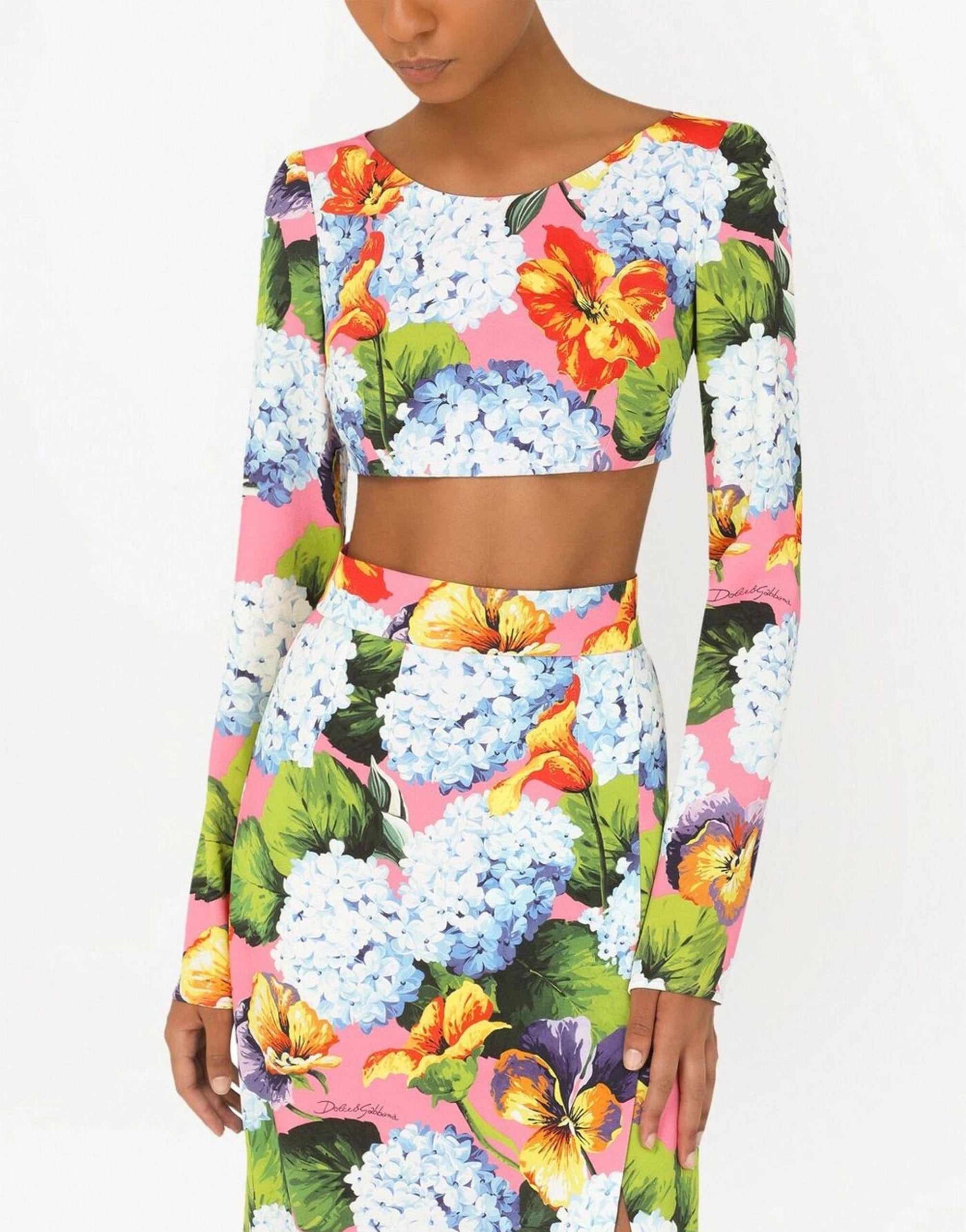 Dolce & Gabbana Hydrangea-Print Cady Top