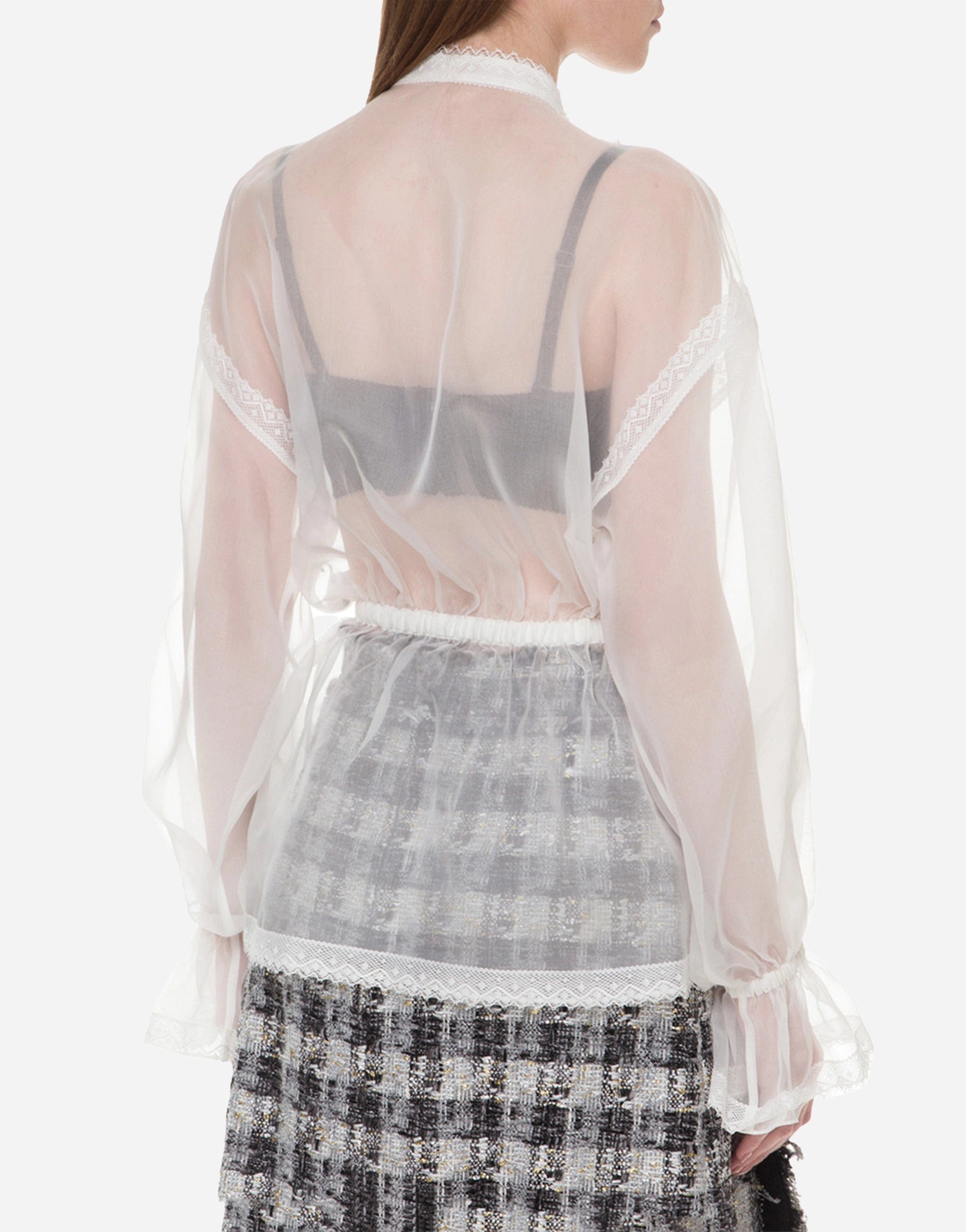 Dolce & Gabbana Silk Transparent Blouse With Bow