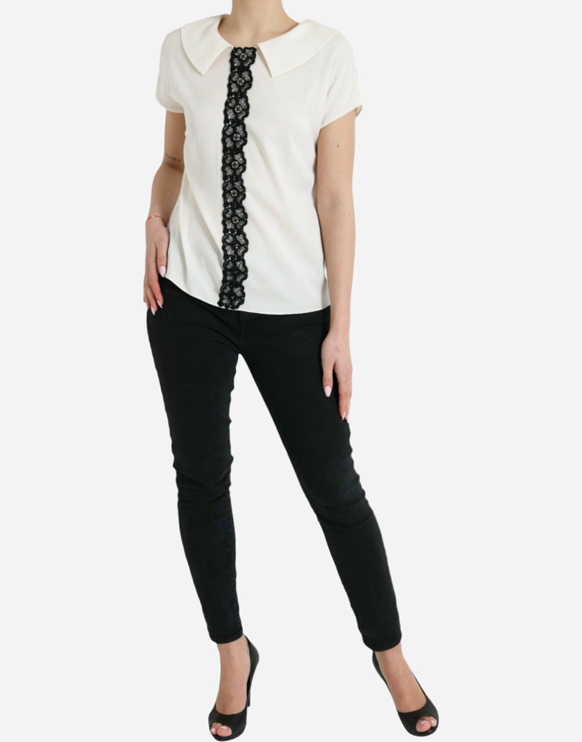 Dolce & Gabbana Lace-Trim Short Sleeve Blouse