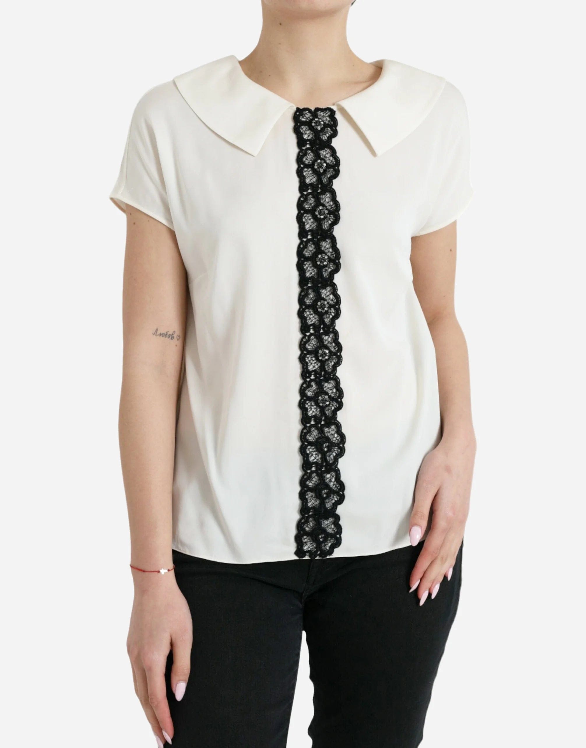 Dolce & Gabbana Lace-Trim Short Sleeve Blouse