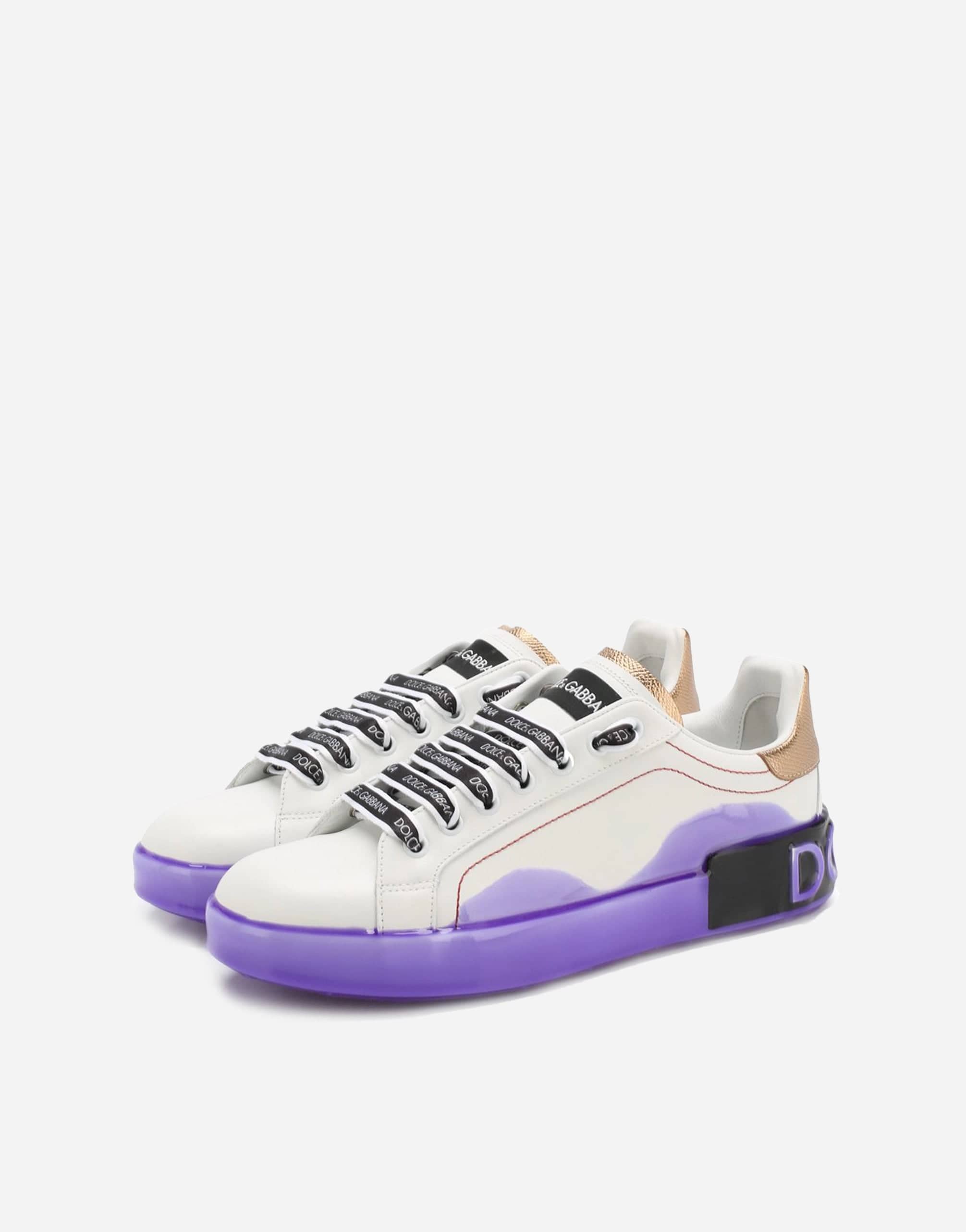 Dolce & Gabbana White Leather Portofino Low Top Sneakers Shoes