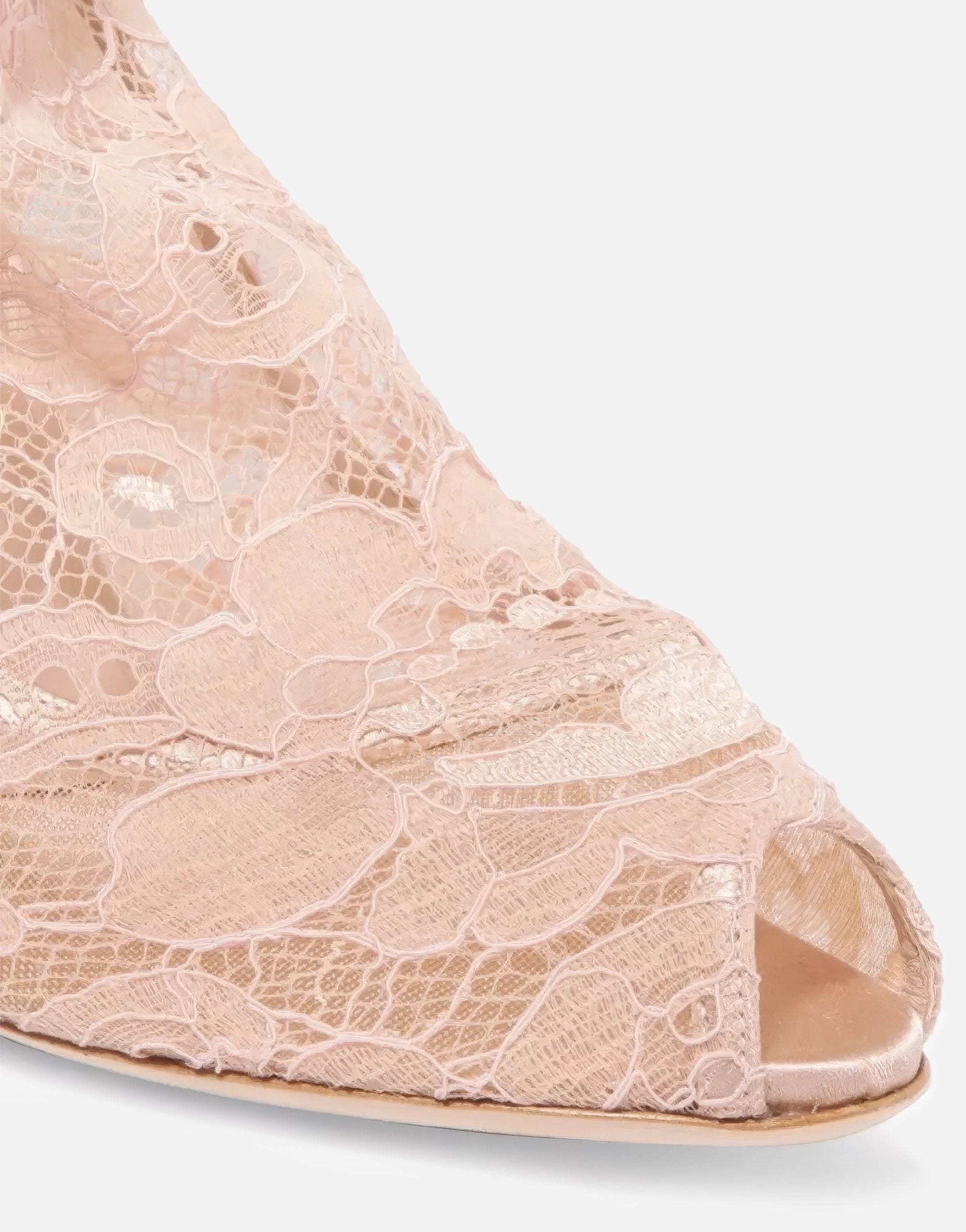 Dolce & Gabbana Beige Stretch Taormina Lace Boots Shoes