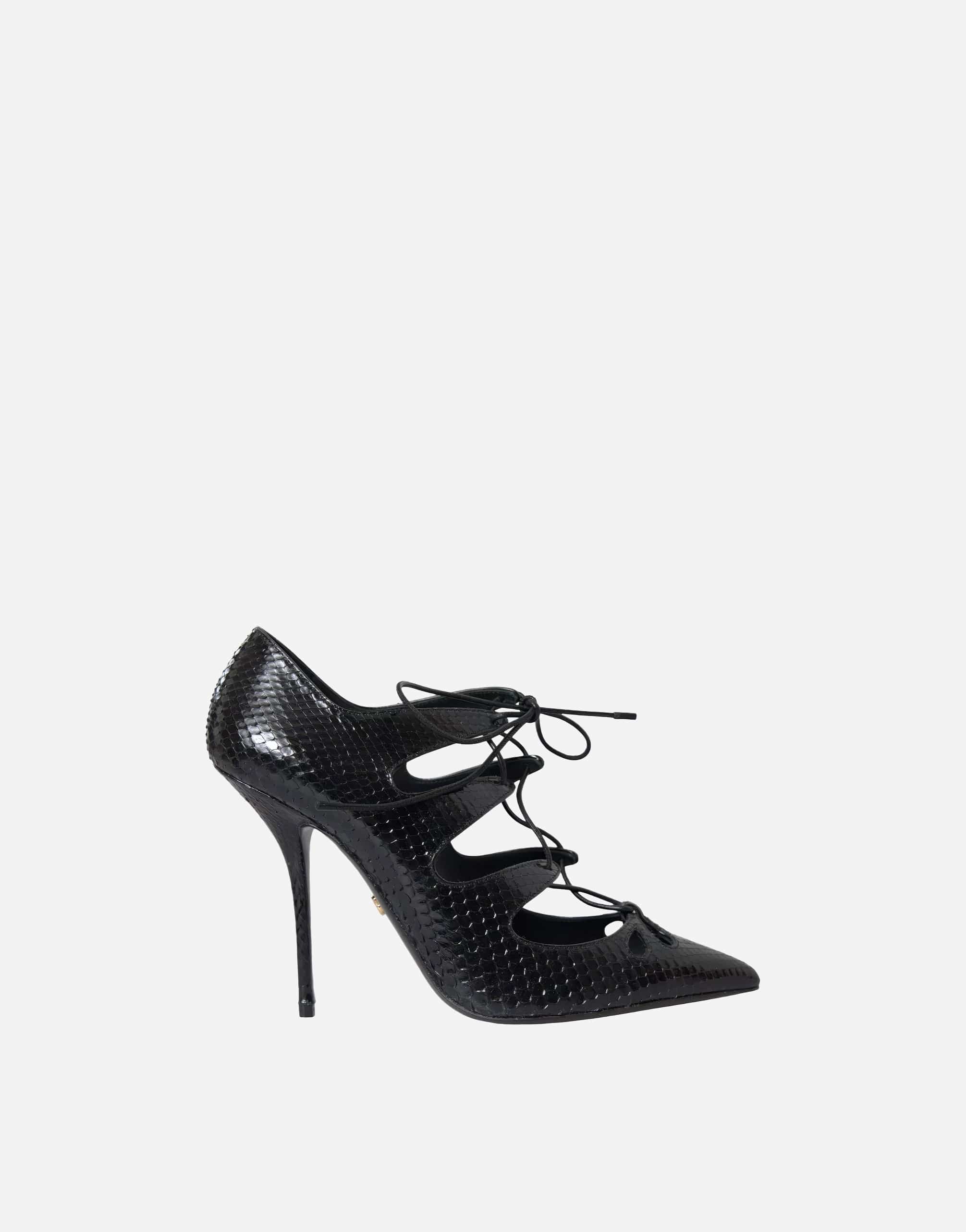Dolce & Gabbana Black Python Leather Mary Jane Pumps Shoes