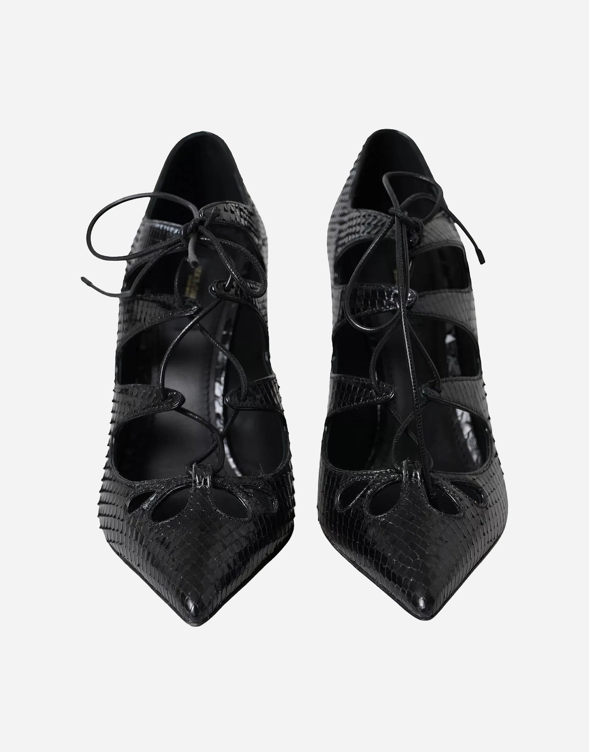 Dolce & Gabbana Black Python Leather Mary Jane Pumps Shoes