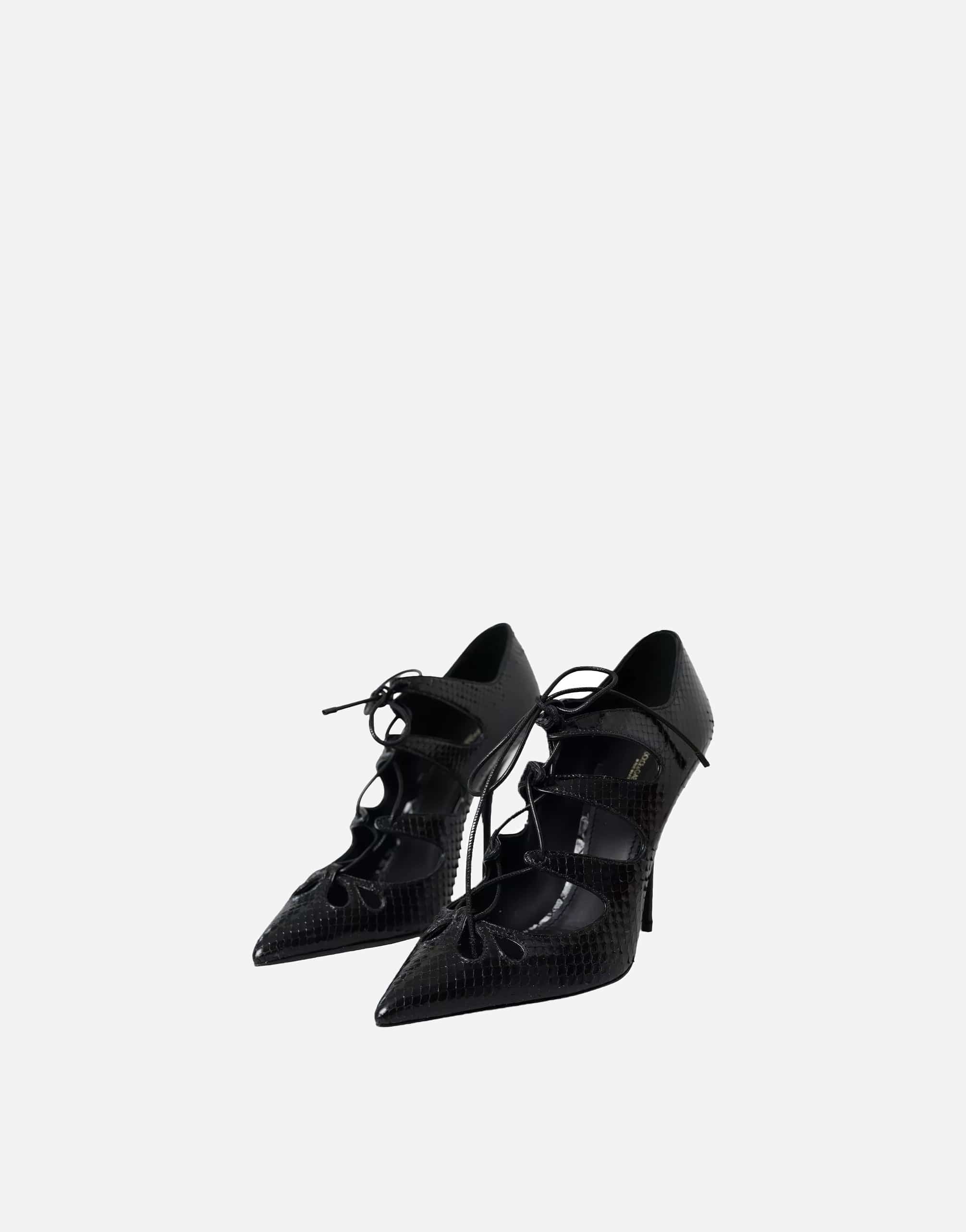 Dolce & Gabbana Black Python Leather Mary Jane Pumps Shoes