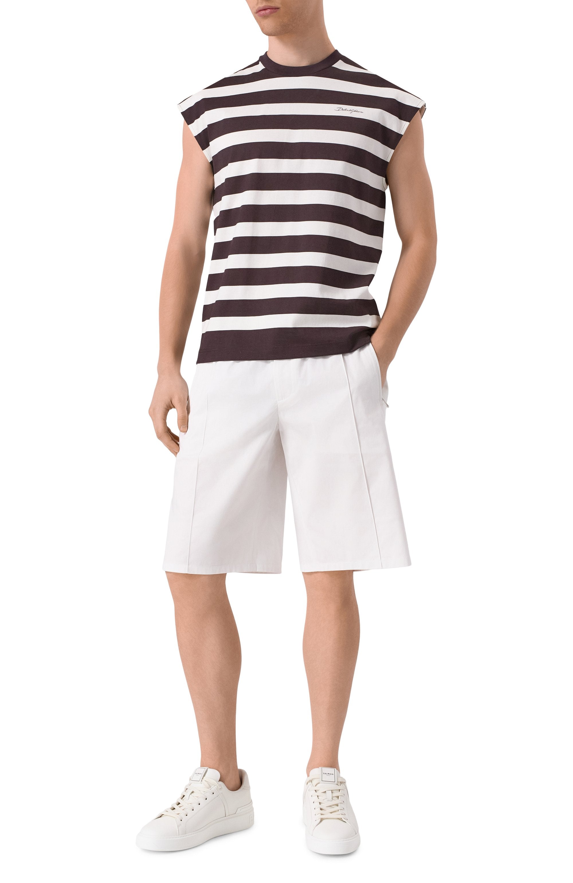 Dolce & Gabbana Logo Sleeveless Cotton T-Shirt - alternate view