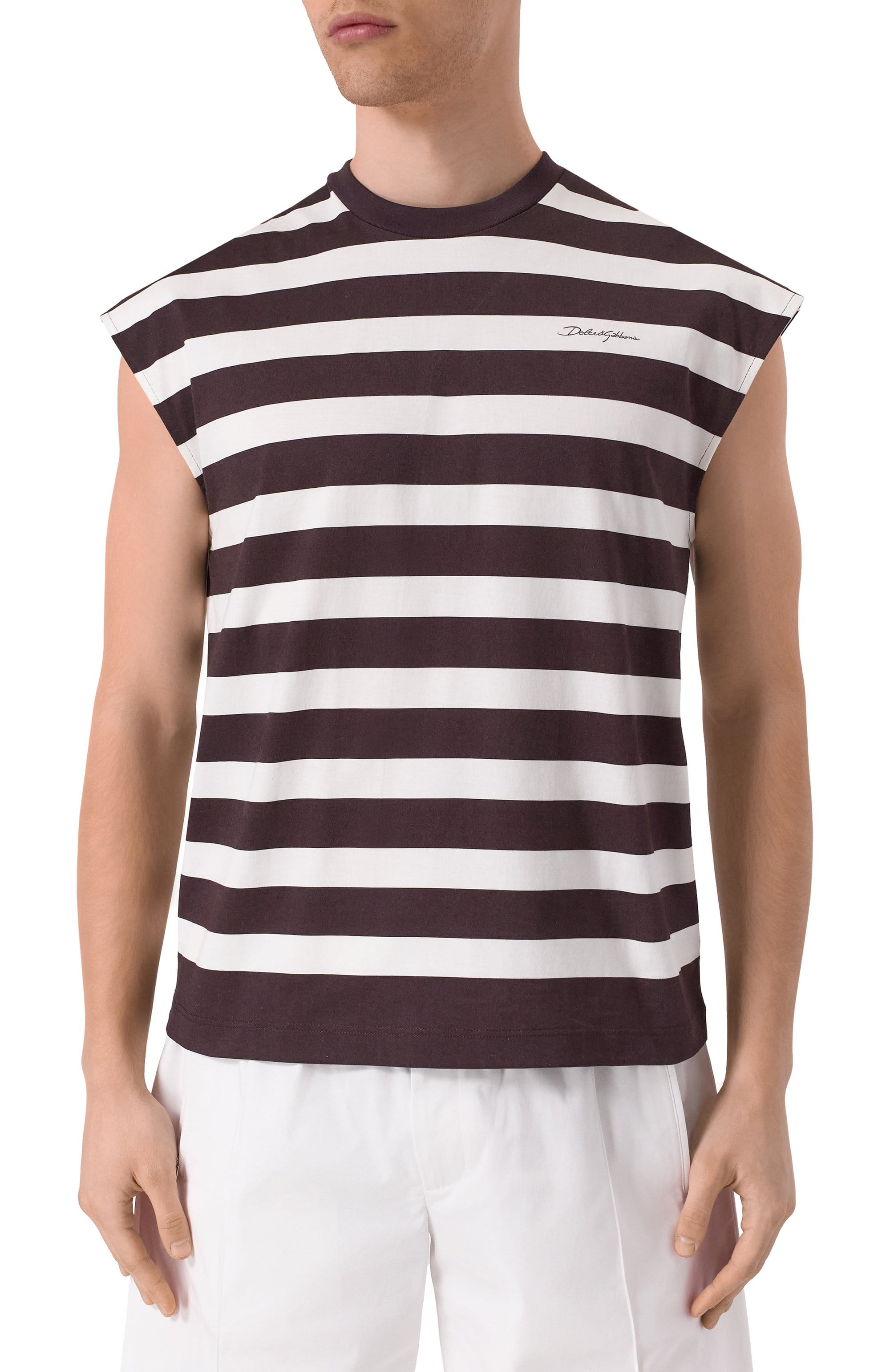 Dolce & Gabbana Logo Sleeveless Cotton T-Shirt