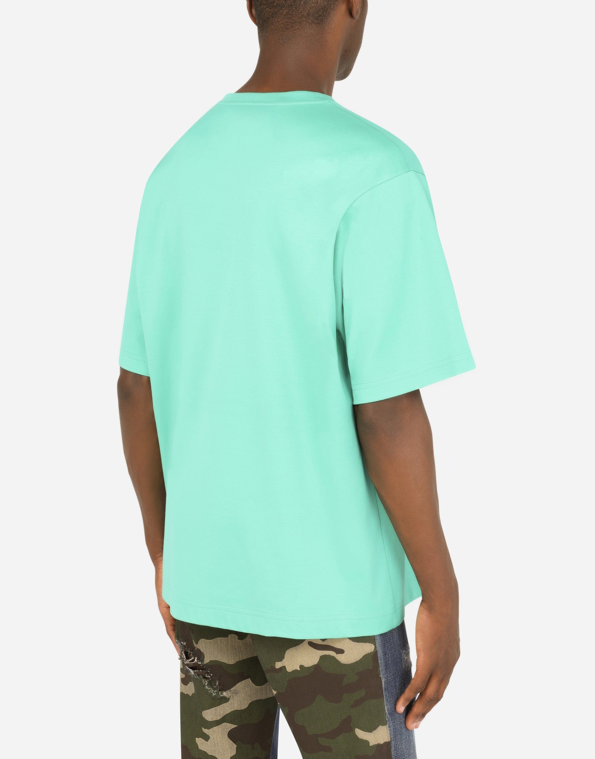 Dolce & Gabbana Cotton T-Shirt With Metallic DG Logo