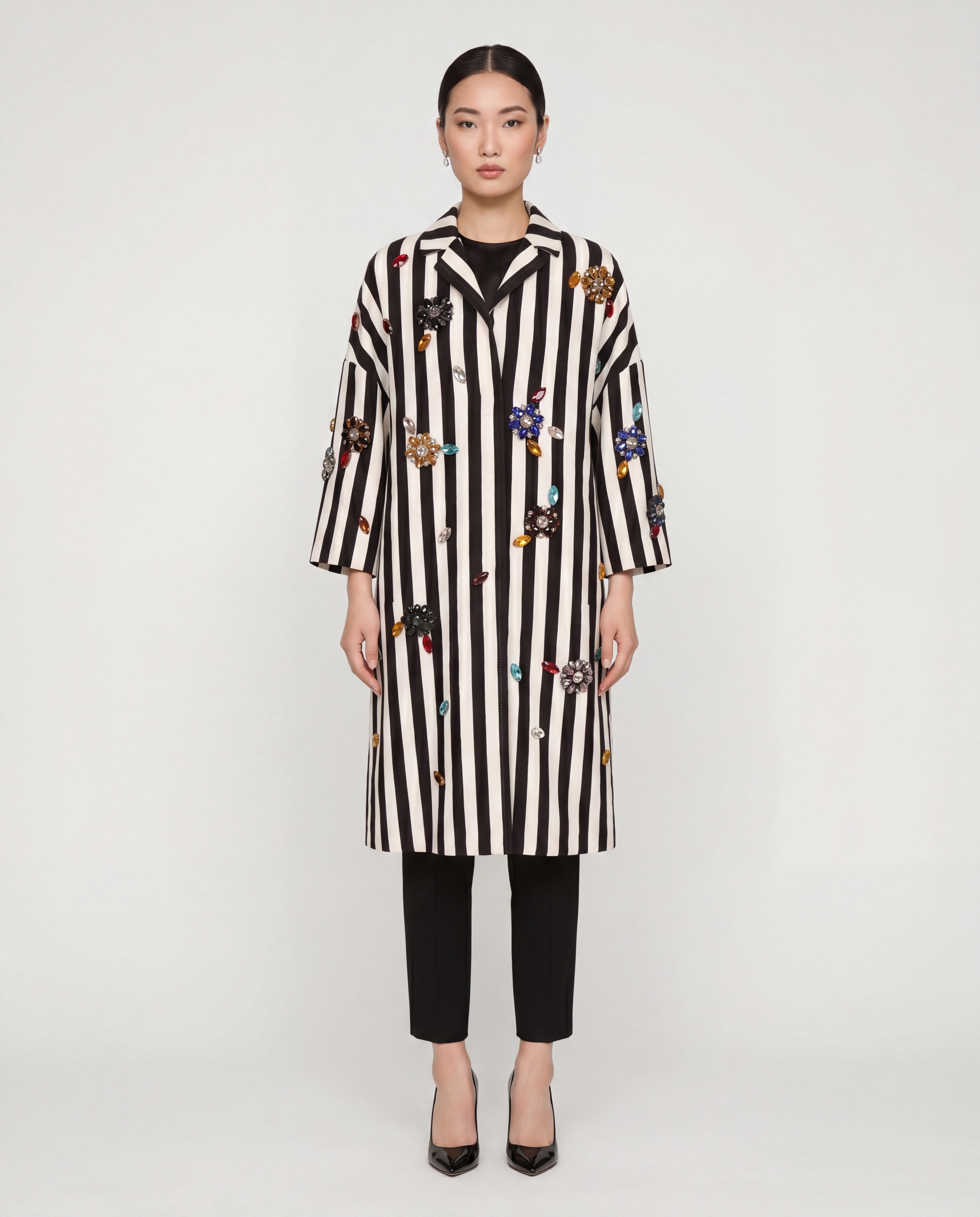 Dolce & Gabbana Crystal Embellished Striped Coat - alternate view