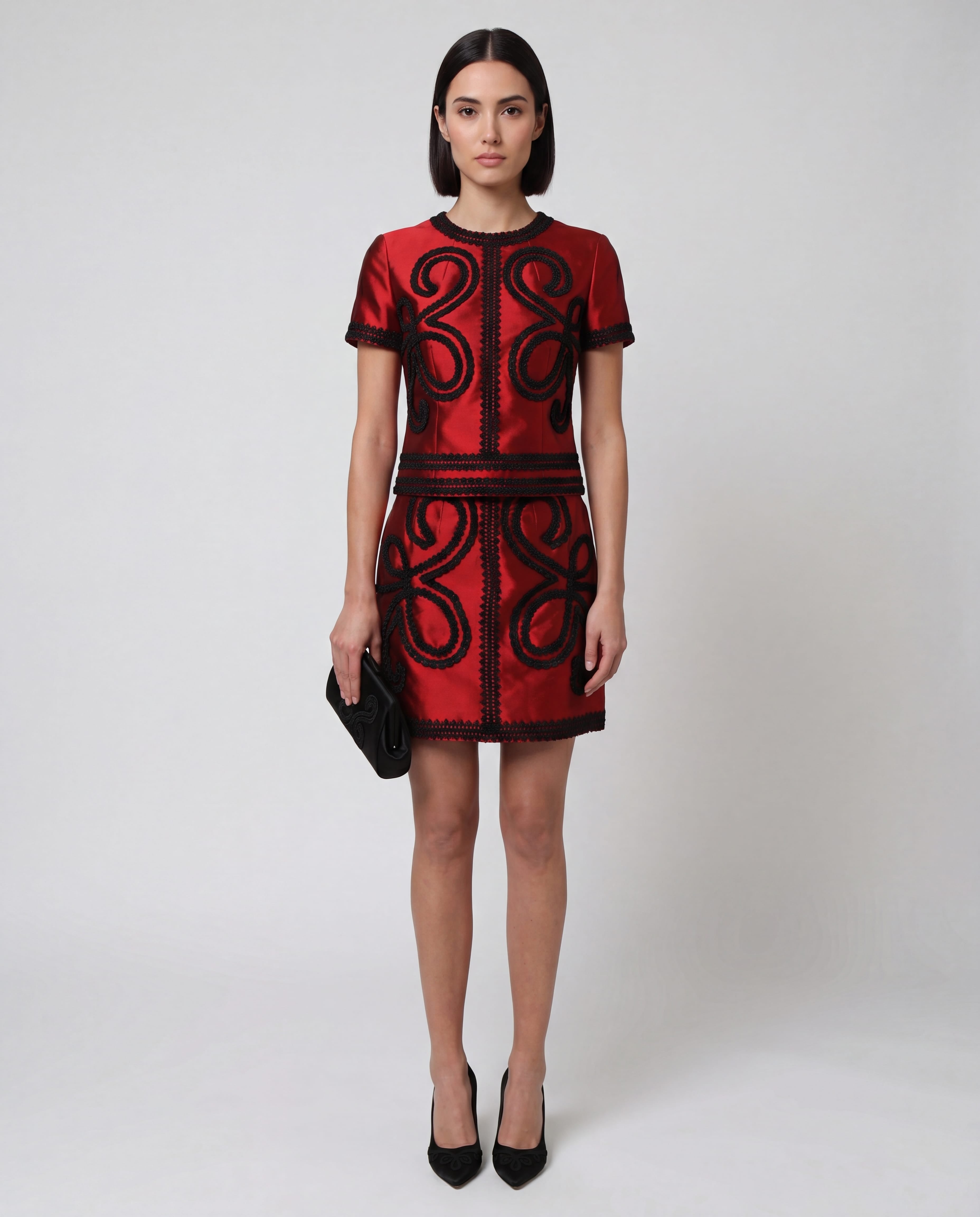 Dolce & Gabbana ブラックトリム付きサテンミニスカート - alternate view