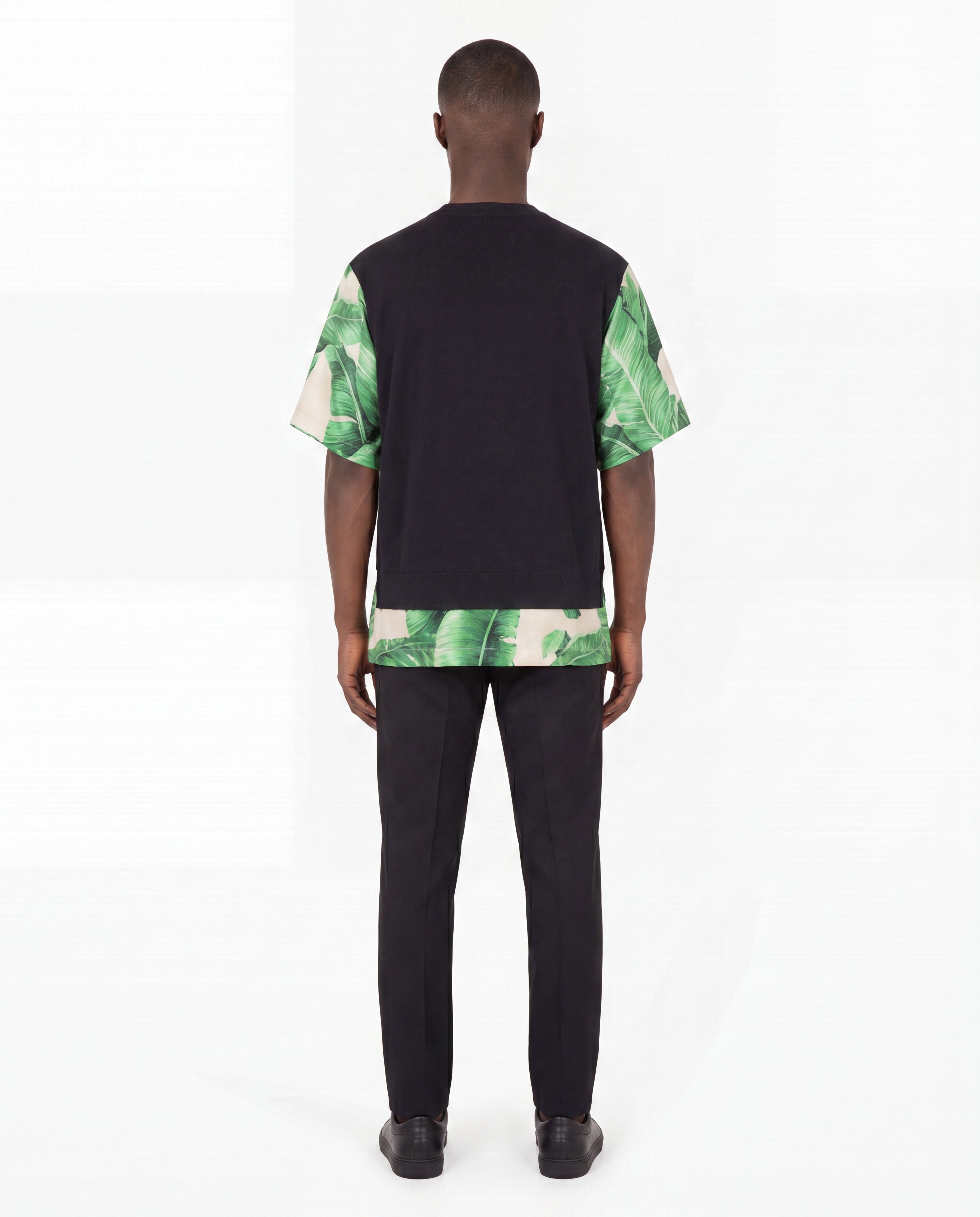 Dolce & Gabbana T-Shirt in maglia con foglie tropicali in misto seta