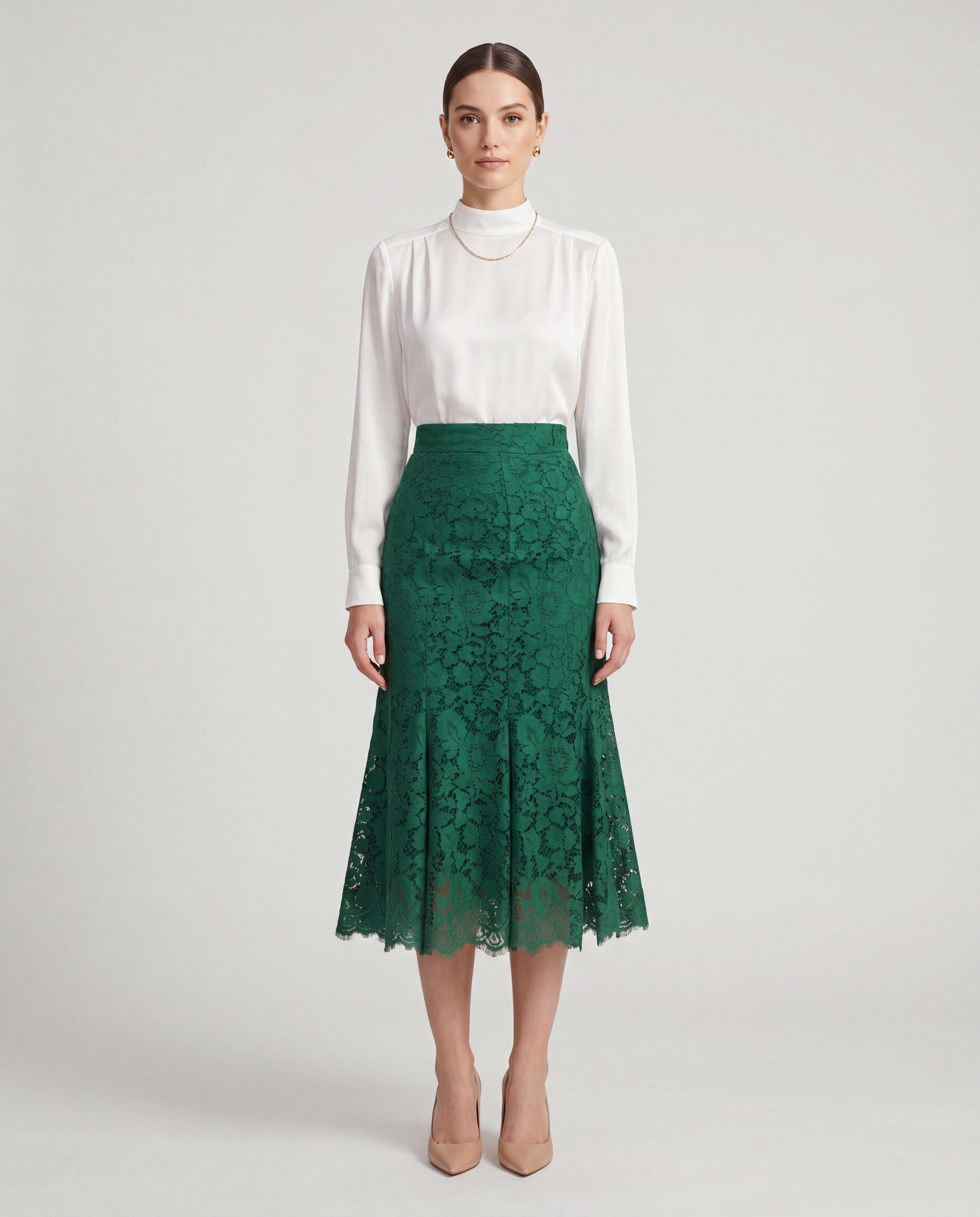 Dolce & Gabbana Floral Lace Midi High Waist Skirt - alternate view
