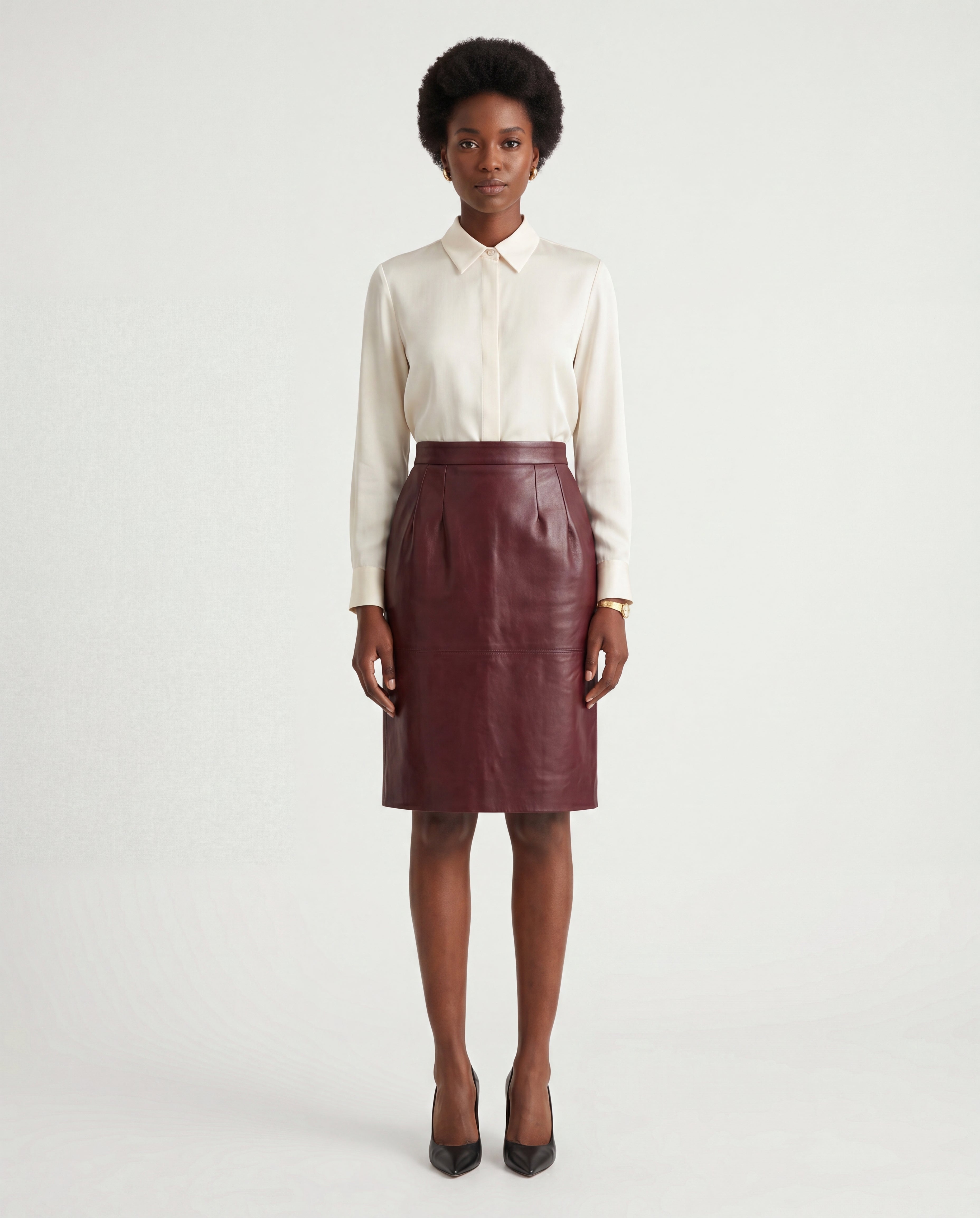 Dolce & Gabbana Leather Pencil Midi Skirt detail view
