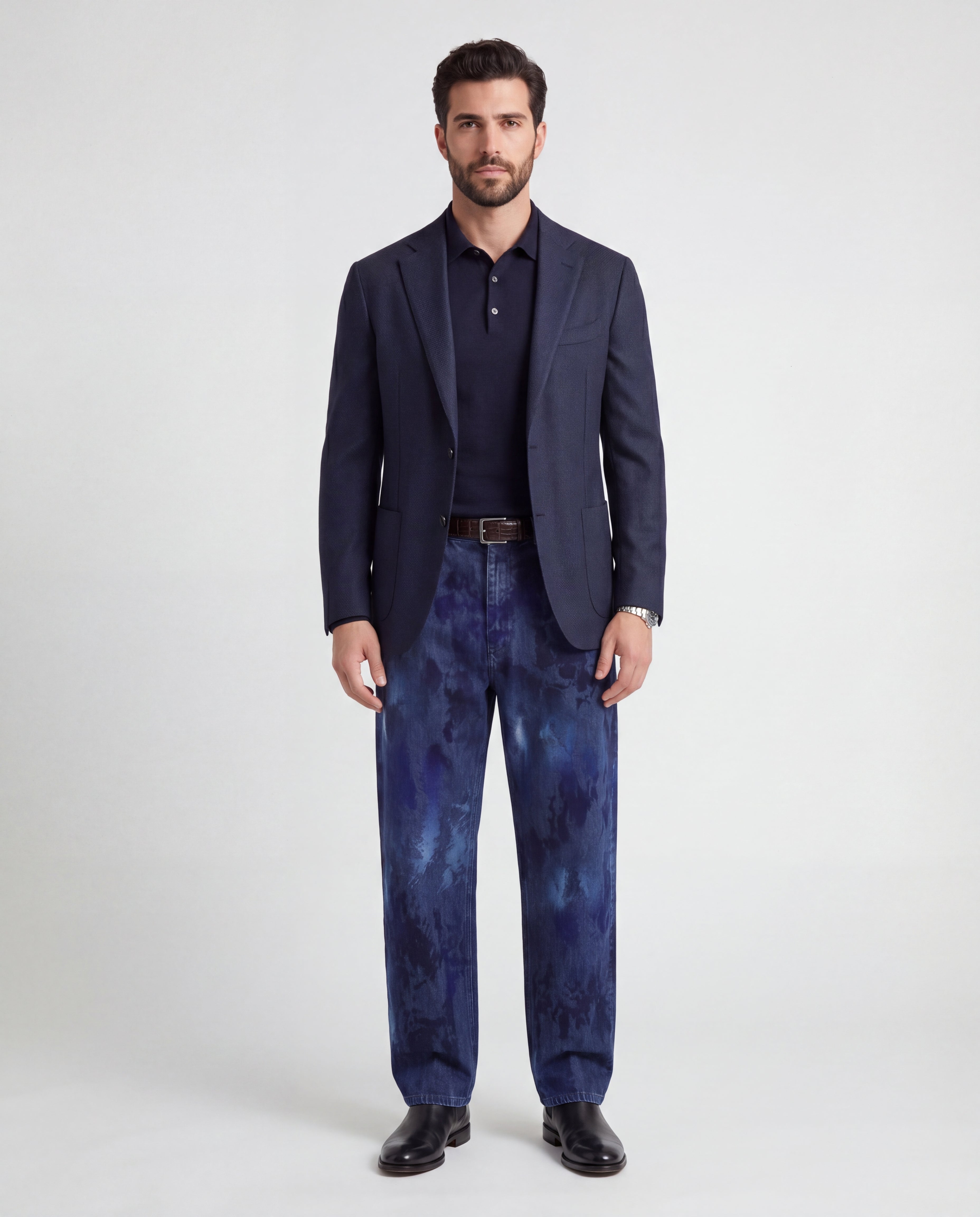 Dolce & Gabbana Marble Effect Straight-Leg Denim Jeans - alternate view